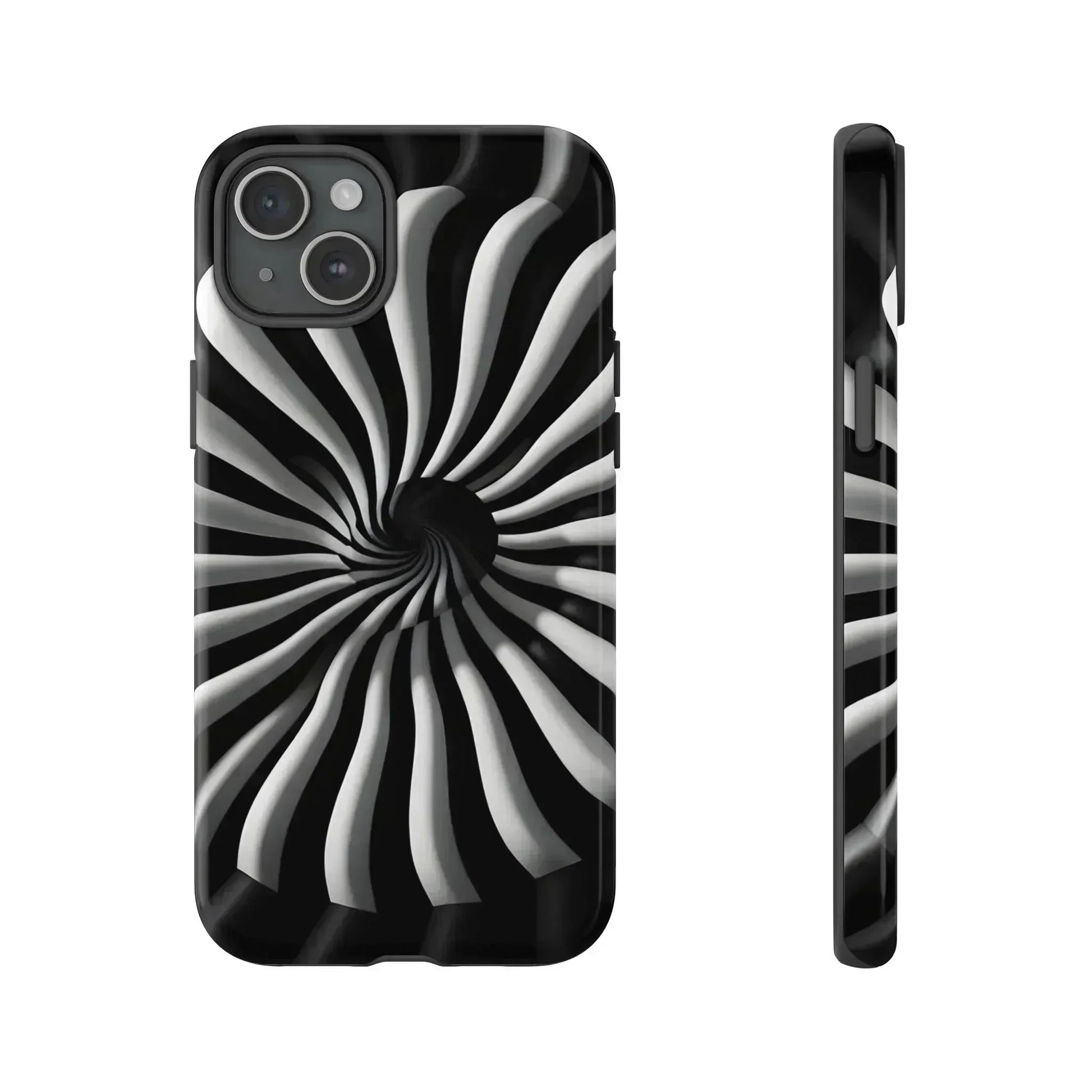 Hypnotic Black and White Spiral Phone Case for iPhone & Galaxy - KARARMDESIGN
