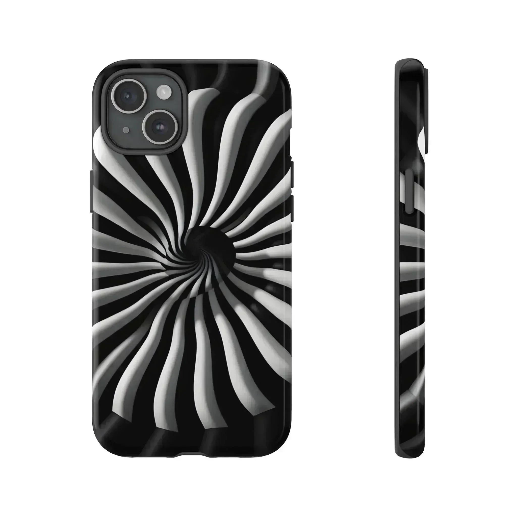 Hypnotic Black and White Spiral Phone Case for iPhone & Galaxy - KARARMDESIGN