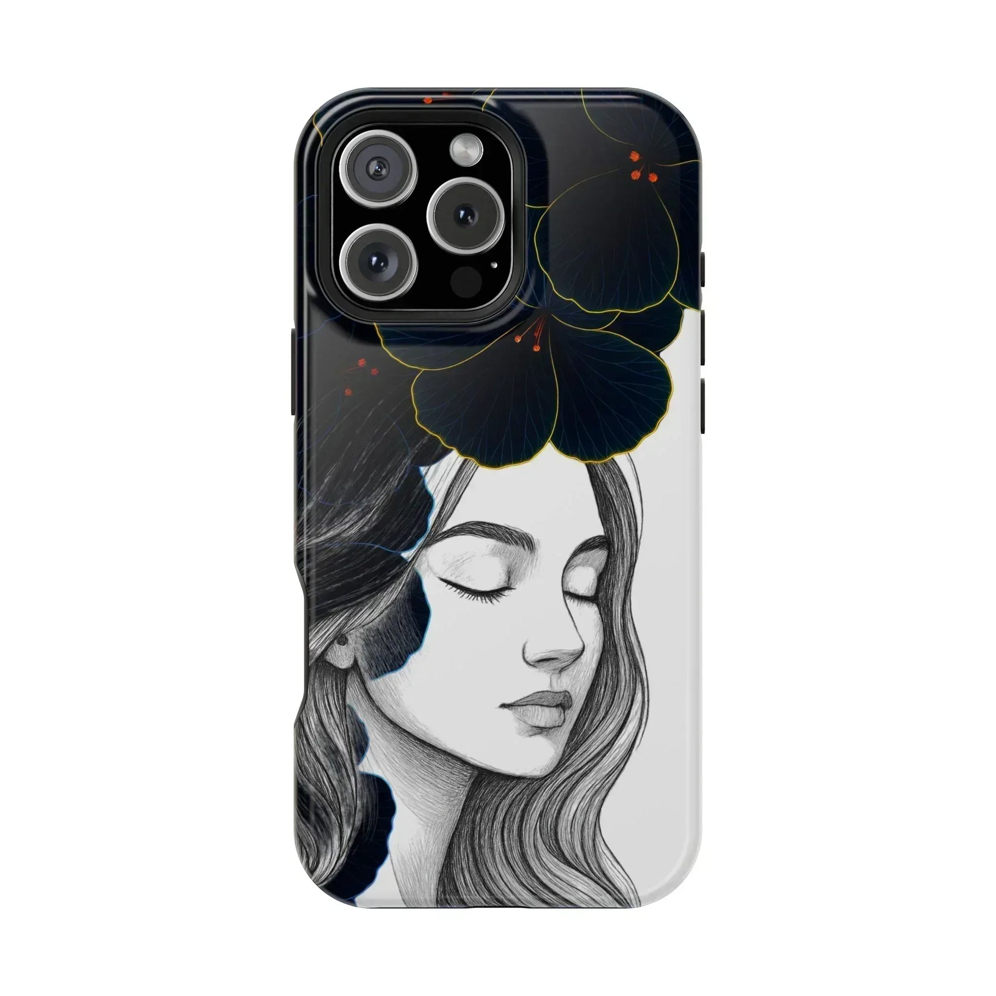 Dark Floral Elegance Phone Case for iPhone 13-16 - KARARMDESIGN