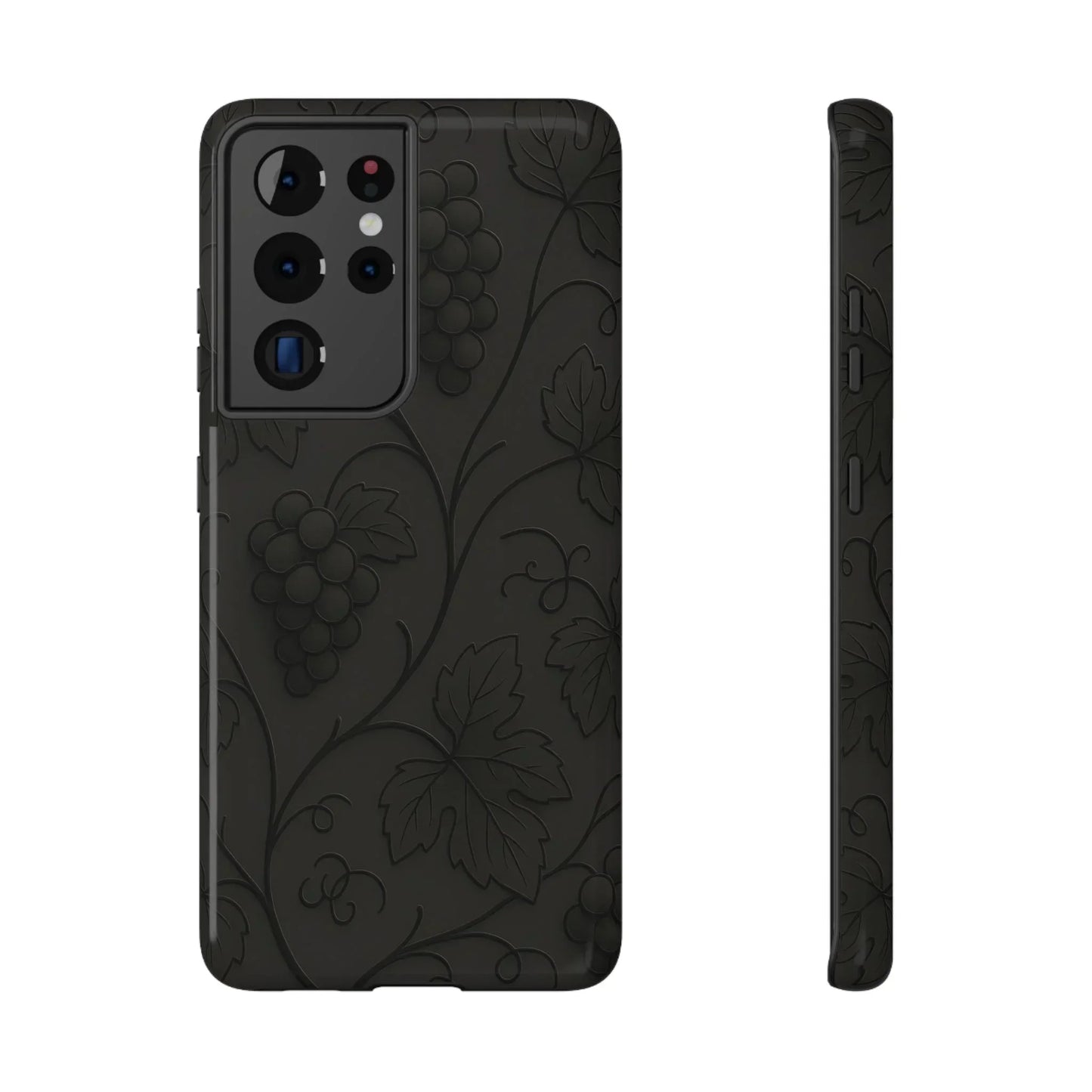 Elegant Embossed Grape Leaf Black Phone Case for iPhone and Galaxy - KarArmDesign
