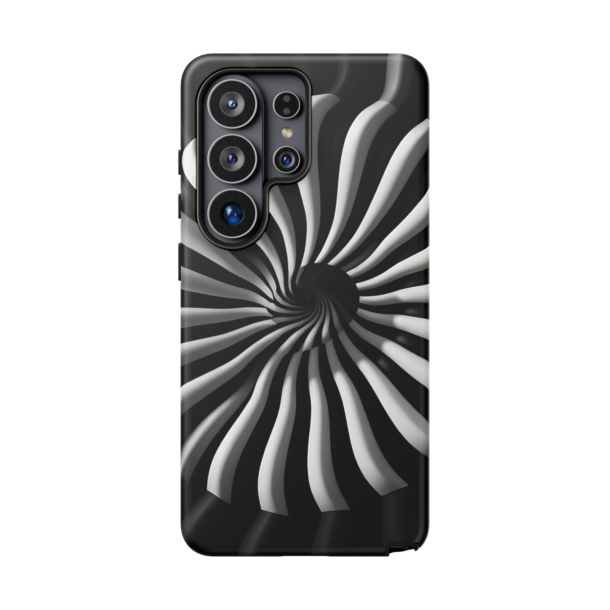 Hypnotic Black and White Spiral Phone Case – Optical Illusion Design for iPhone & Galaxy