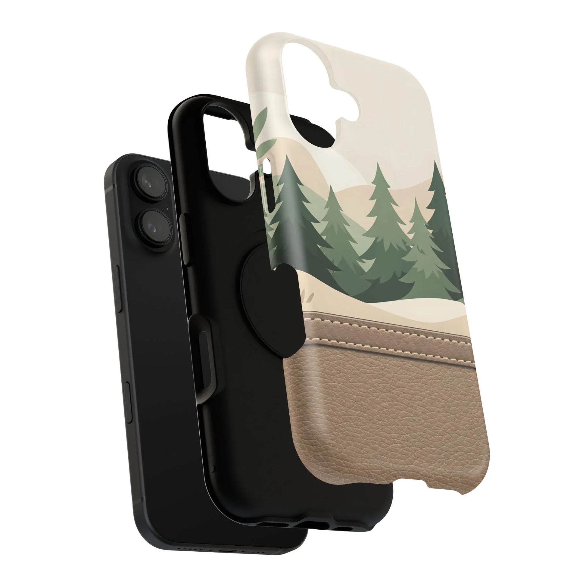 Forest Leather Phone Case for iPhone 11-17 and Galaxy S21-S25 - KARARMDESIGN