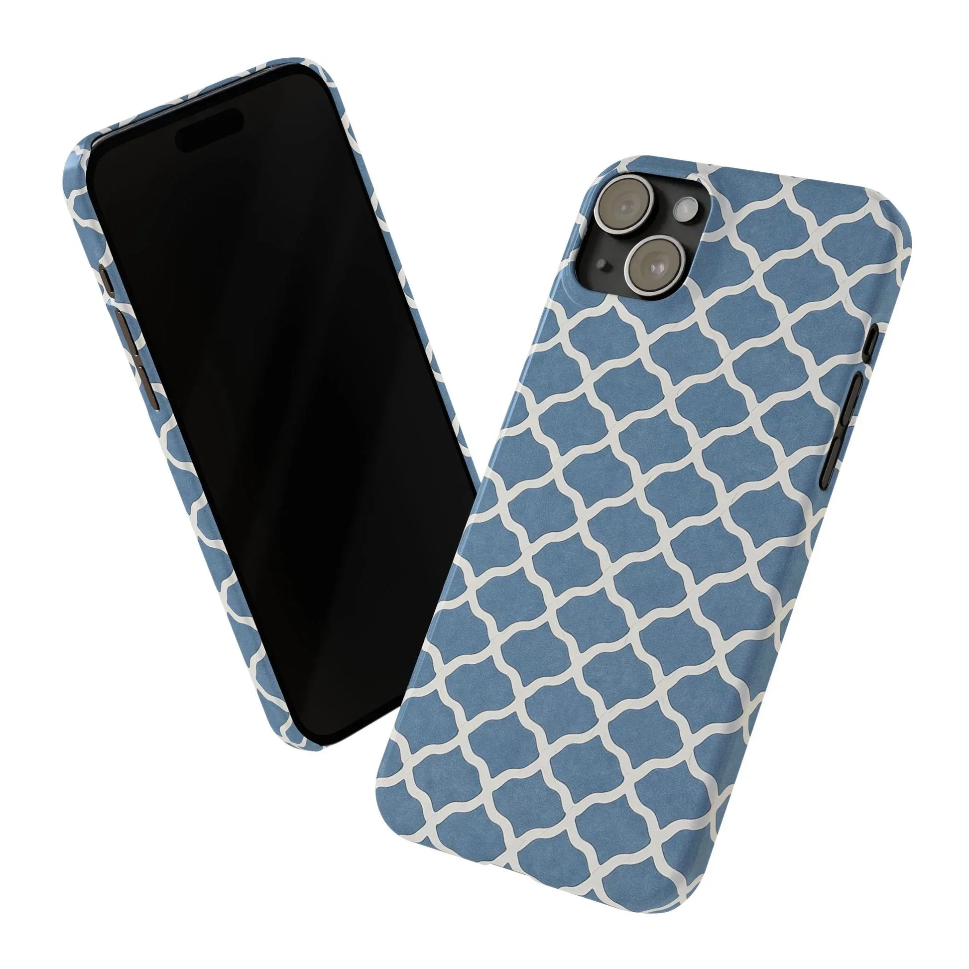 Azure Lattice Pattern Phone Case Slim Phone Cases for iPhone 11-17 - KARARMDESIGN