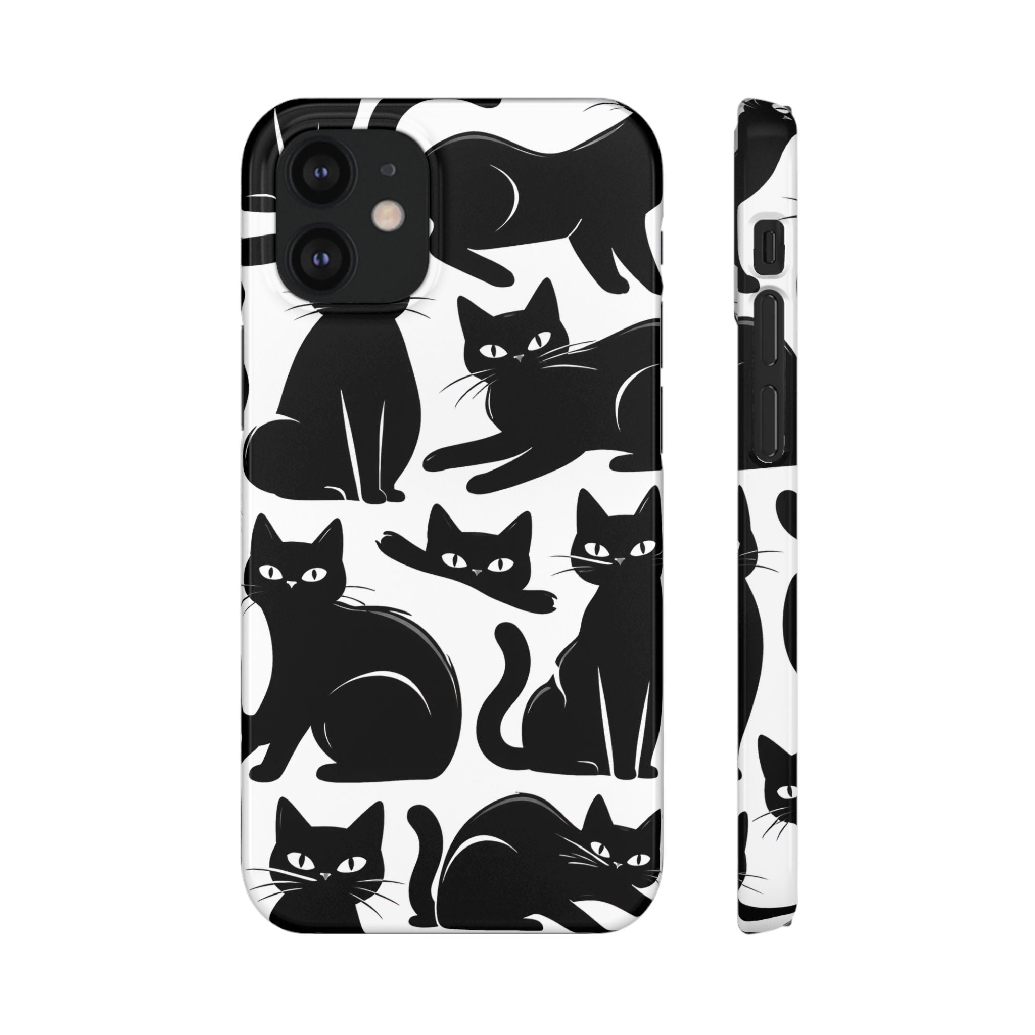 Black Cats Phone Case for iPhone 11-17 and Galaxy S20-S26