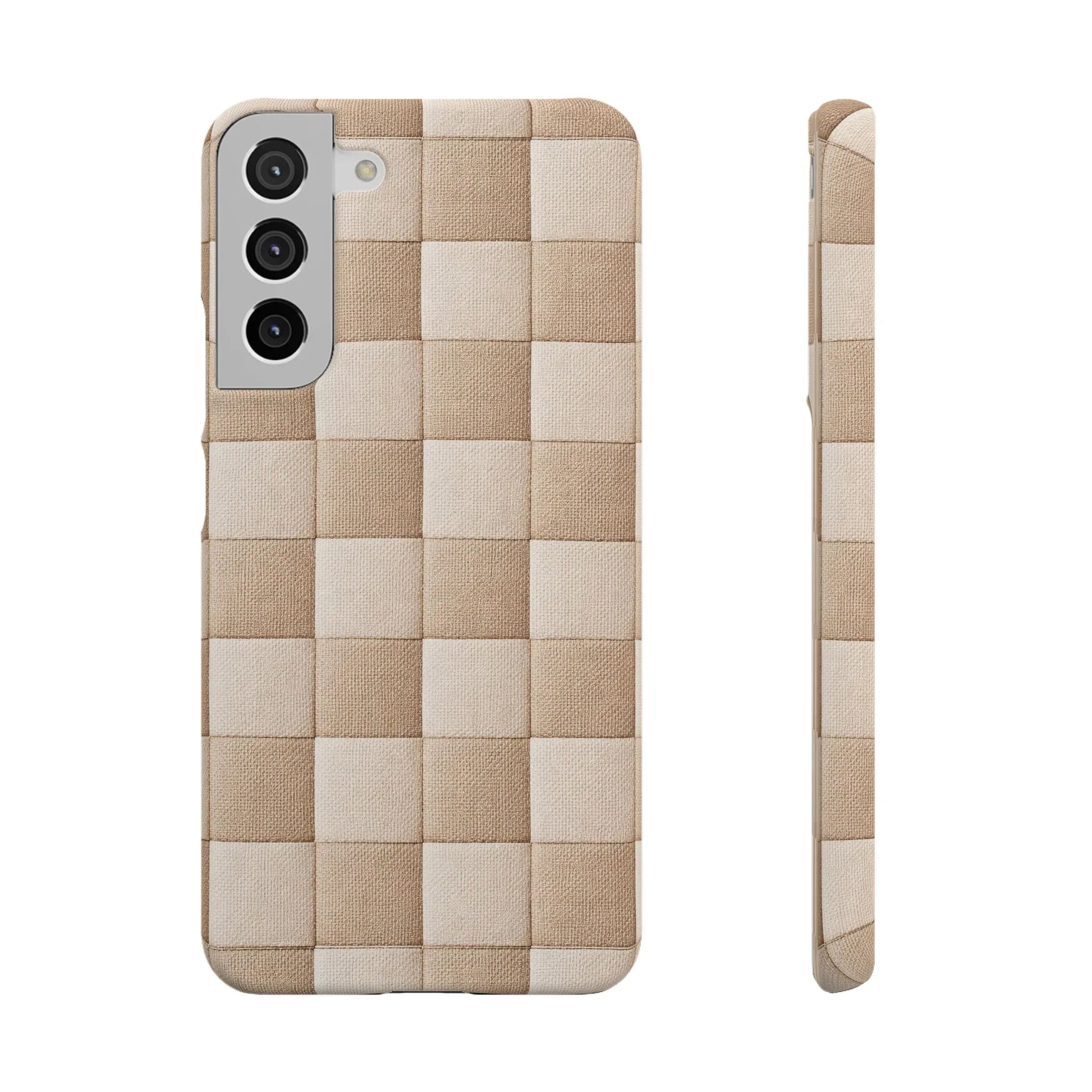 Beige Woven Phone Case for iPhone 11-17 and Galaxy S20-S25 - KARARMDESIGN
