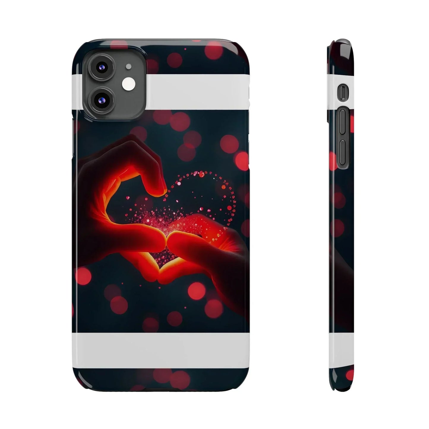"Heart Hands Glow" Phone Case for iPhone 7 to 16 Series Models - KarArmDesign