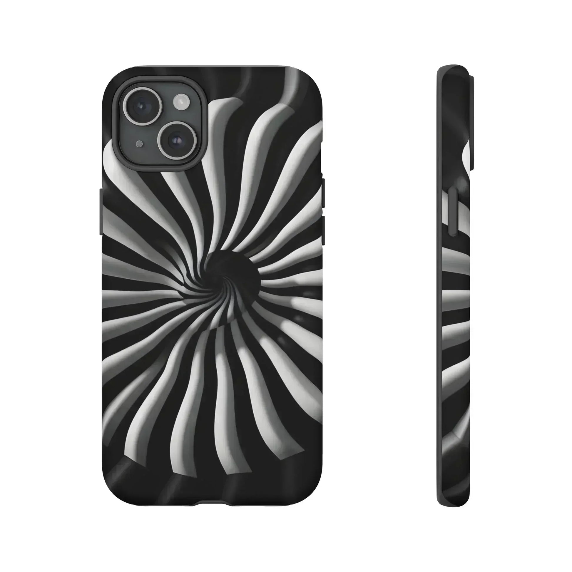 Hypnotic Black and White Spiral Phone Case for iPhone & Galaxy - KARARMDESIGN