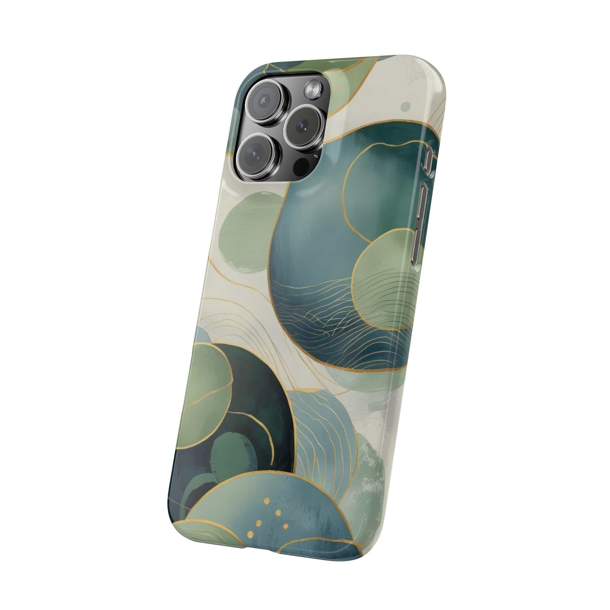 Abstract Teal Slim Phone Case for iPhone 15-16