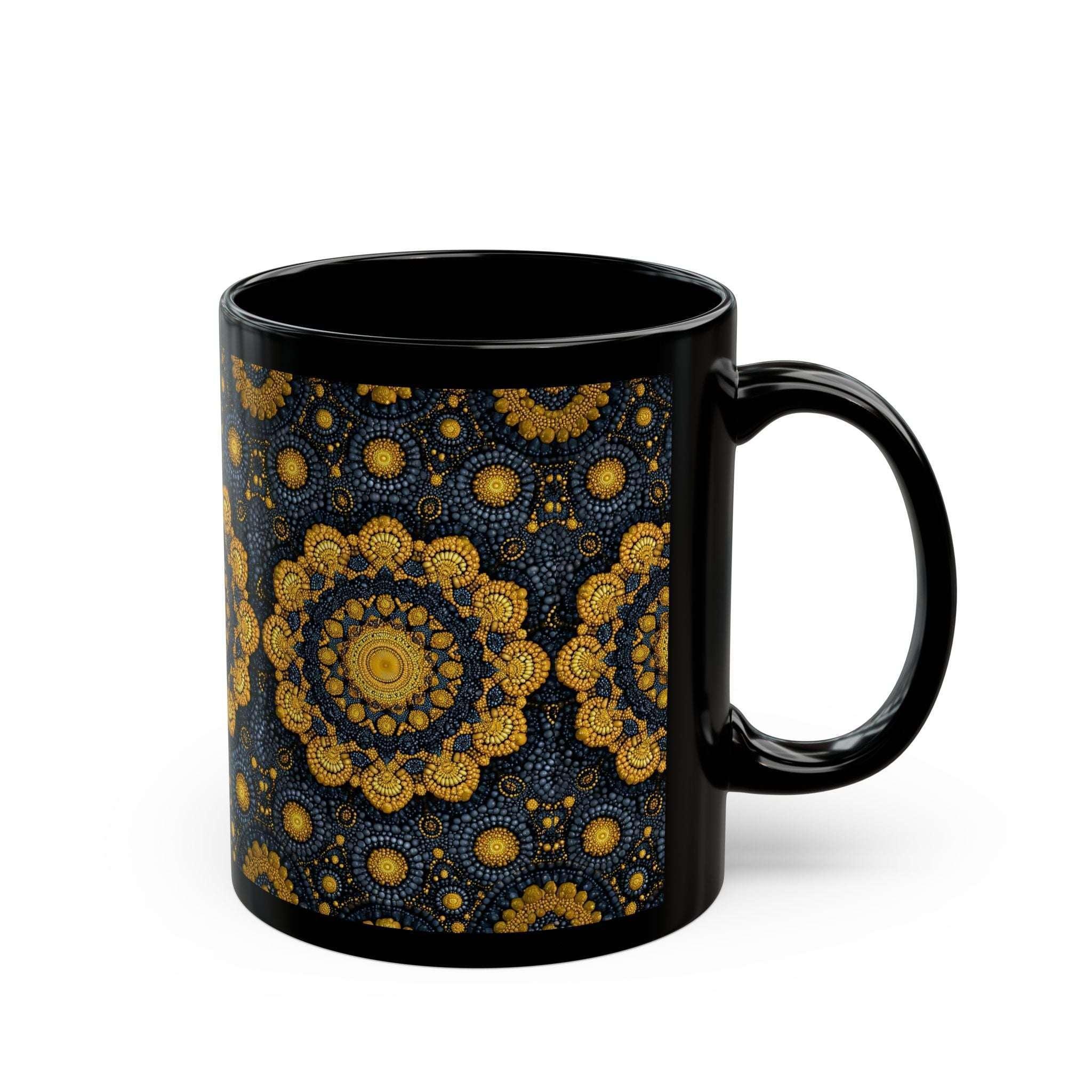 Golden Mandala Nightfall Mug - Black Mug (11oz, 15oz) - KARARMDESIGN