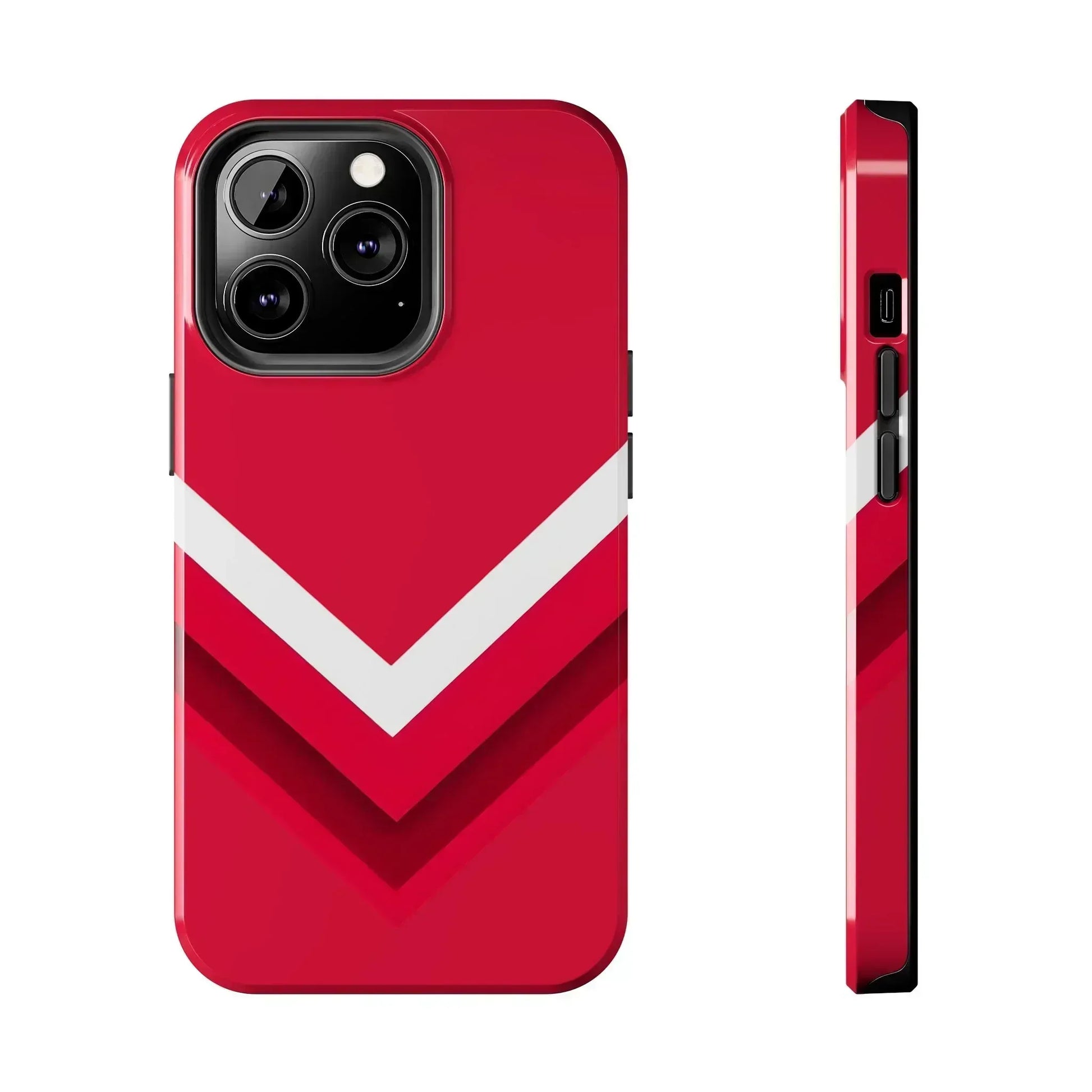 Red Chevron Armor Phone Case for iPhone 11–16 & Galaxy S21–S24 - KARARMDESIGN
