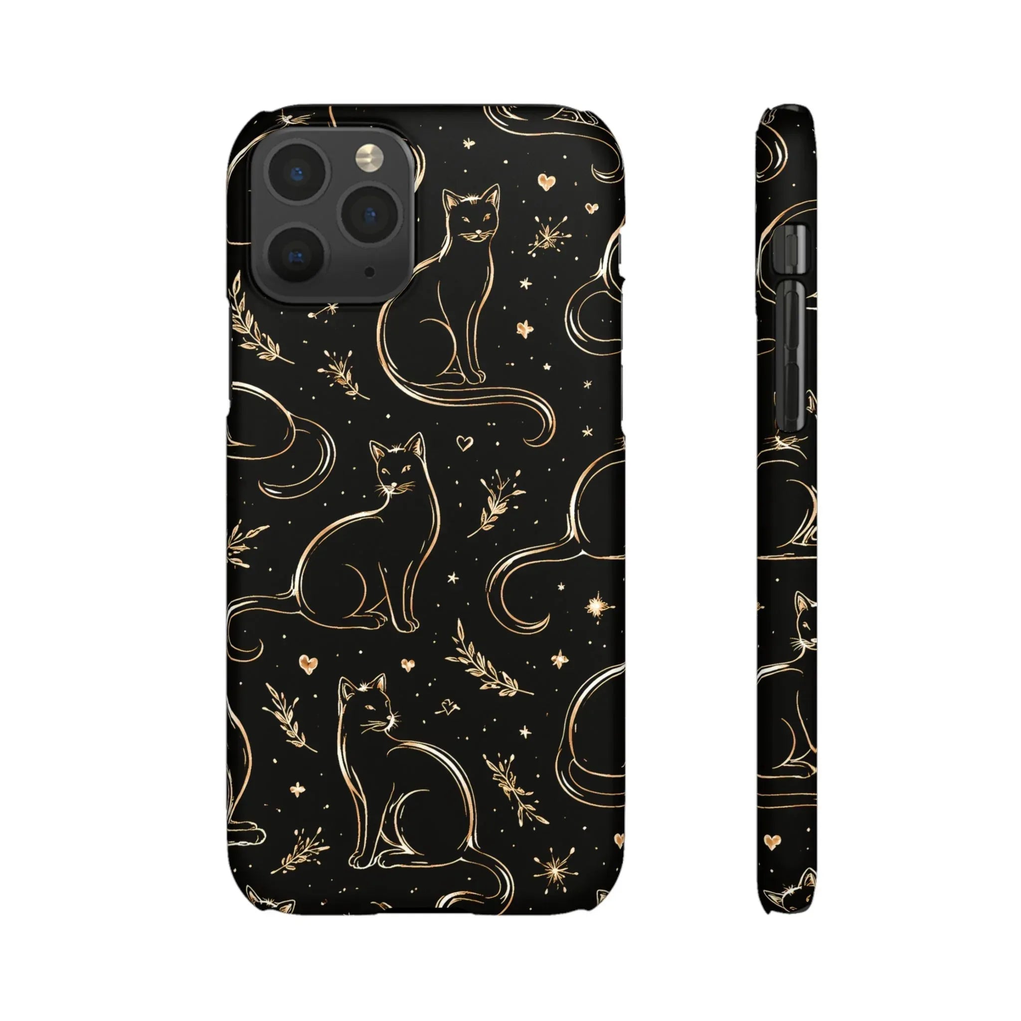 Golden Cat Pattern Phone Case for iPhone 11–17 & Galaxy S21–S25 - KARARMDESIGN