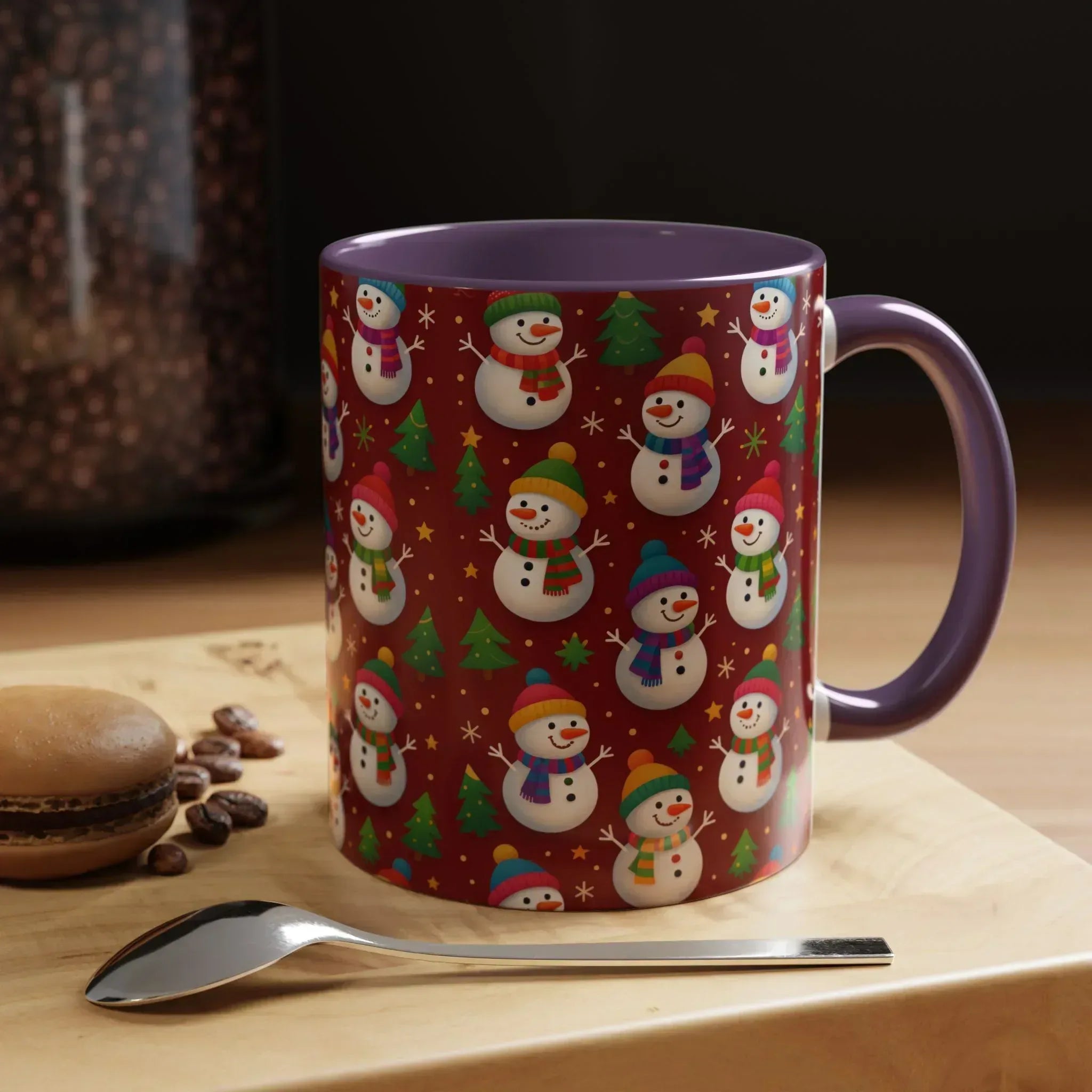 Festive Snowman Parade Accent Coffee Mug (11oz) - KARARMDESIGN