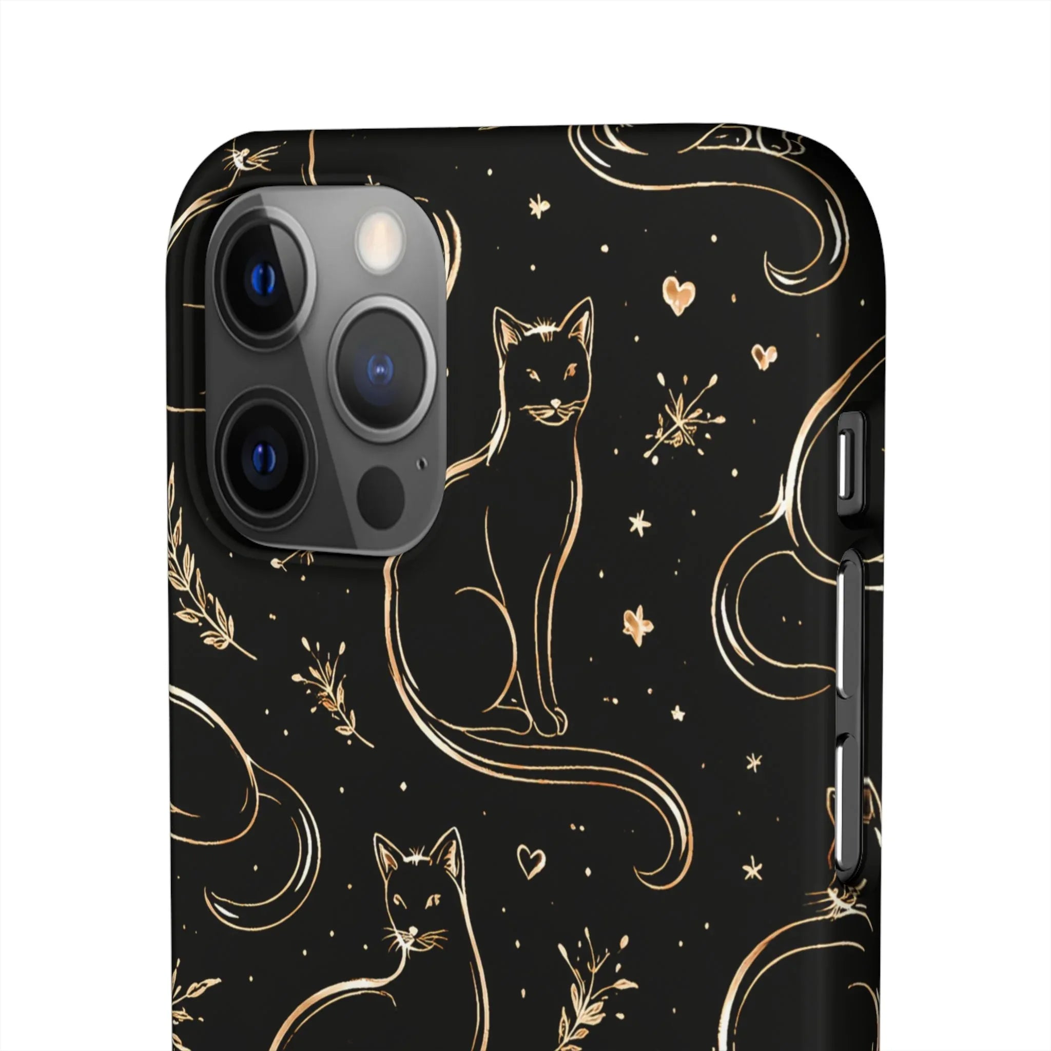 Golden Cat Pattern Phone Case for iPhone 11–17 & Galaxy S21–S25 - KARARMDESIGN