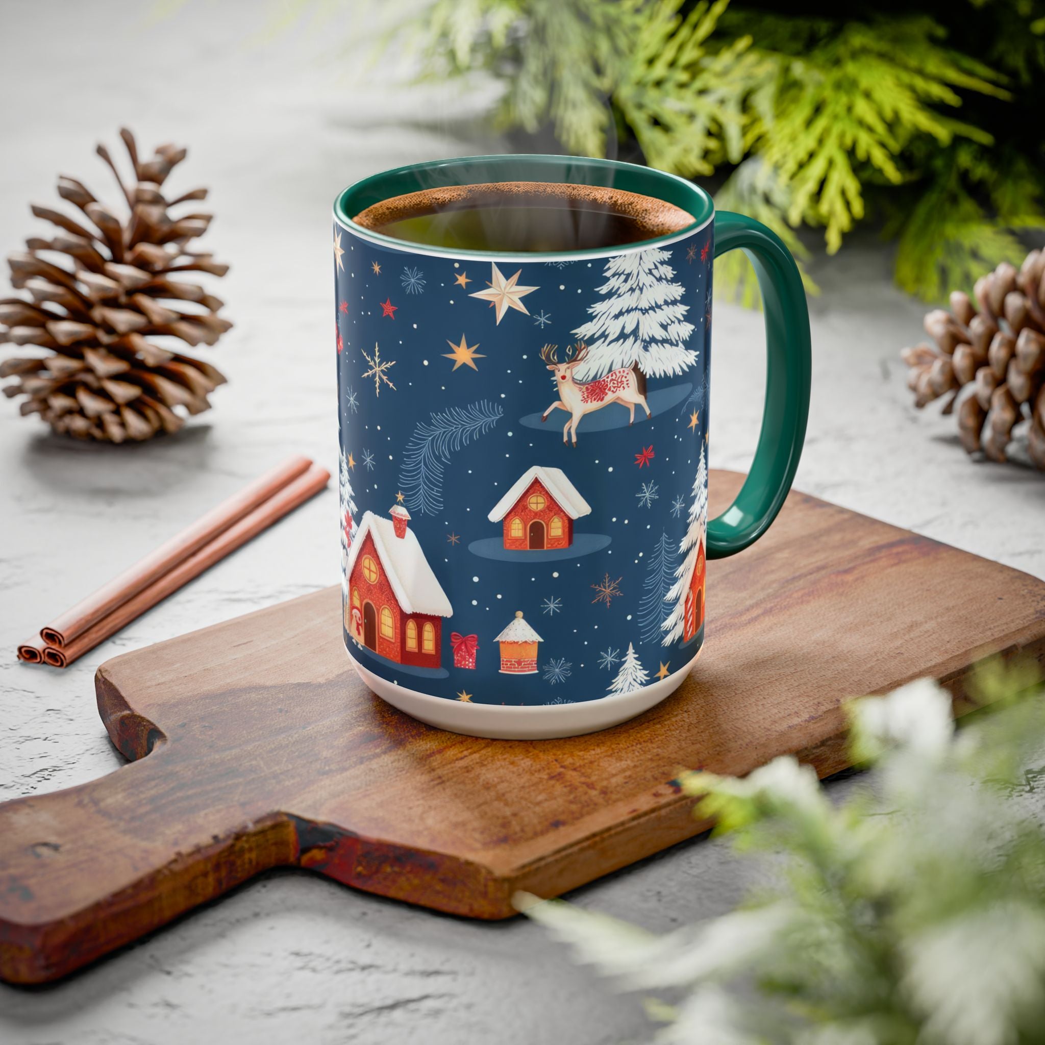 Dark Blue Christmas Mug - Colorful Mugs (11oz, 15oz)
