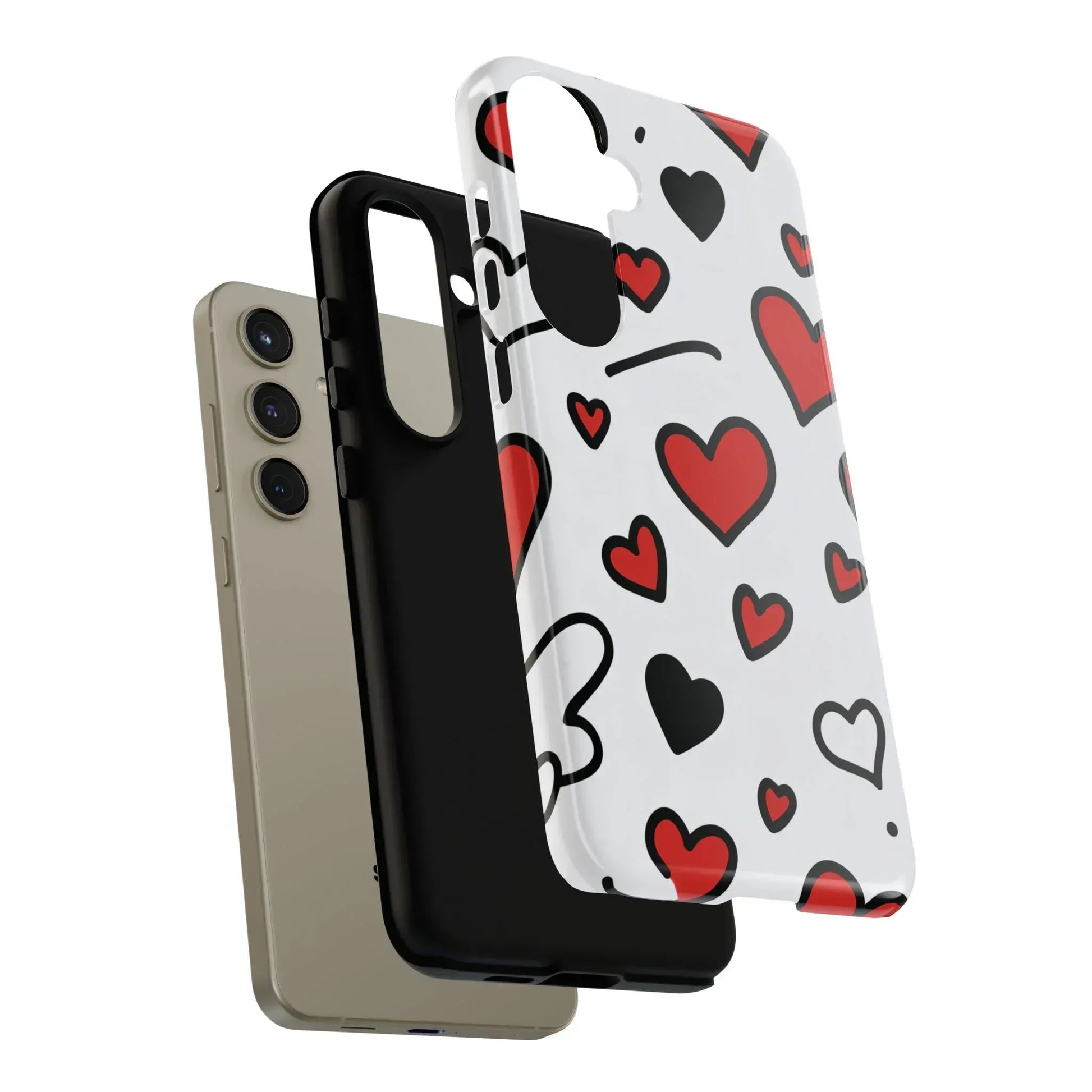 Scattered Hearts Phone Case for iPhone 11-17 and Galaxy S10-S25 - KARARMDESIGN