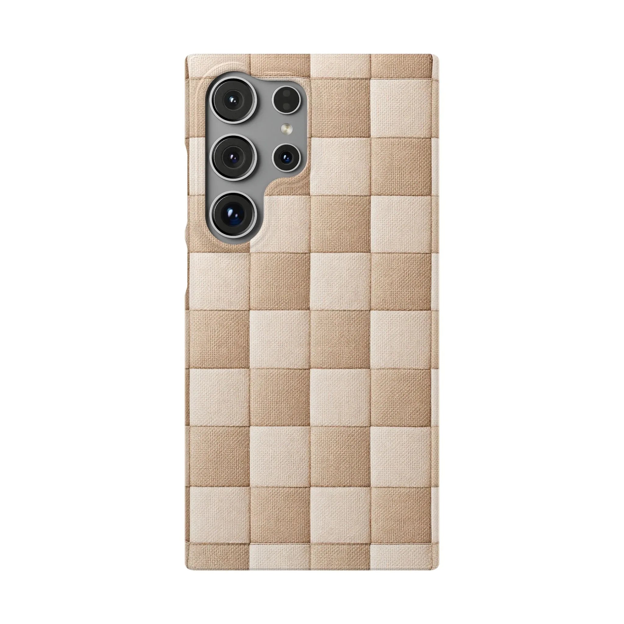 Beige Woven Phone Case for iPhone 11-17 and Galaxy S20-S25 - KARARMDESIGN