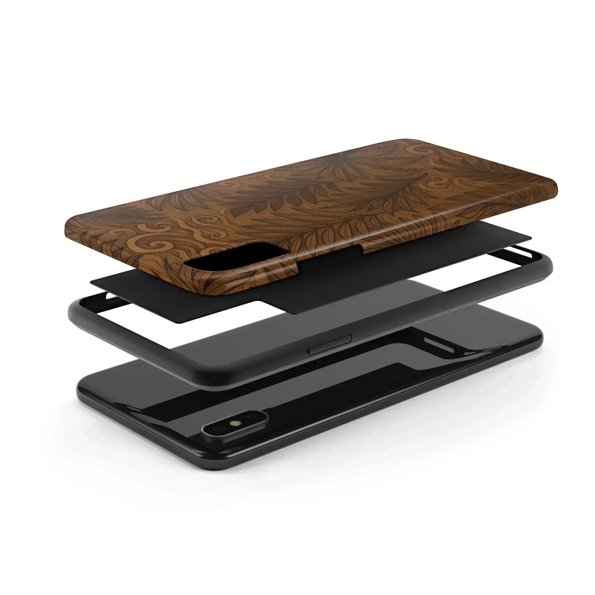 Wood Leaf Armor Phone Case for iPhone and Galaxy - KARARMDESIGN