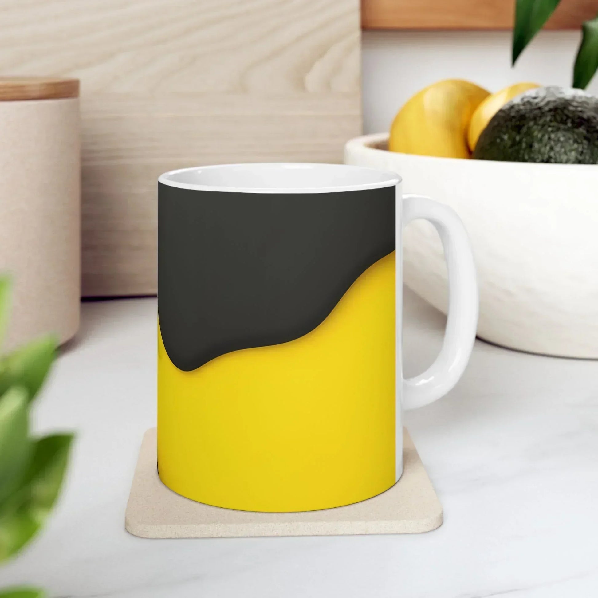 Black and Yellow Ceramic Mug - 11oz - KarArmDesign