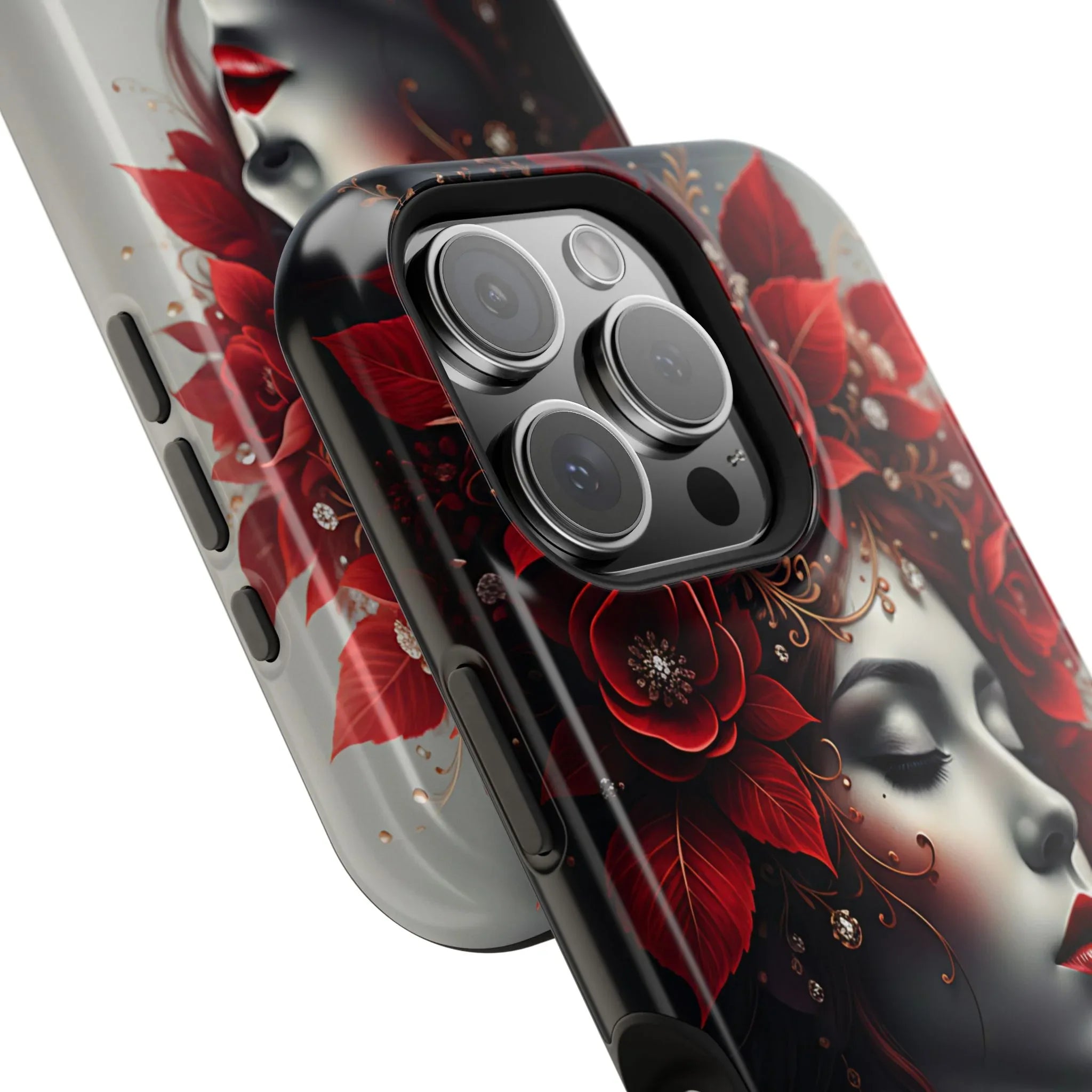 Scarlet Bloom Portrait Phone Case for iPhone 13-17 - KARARMDESIGN