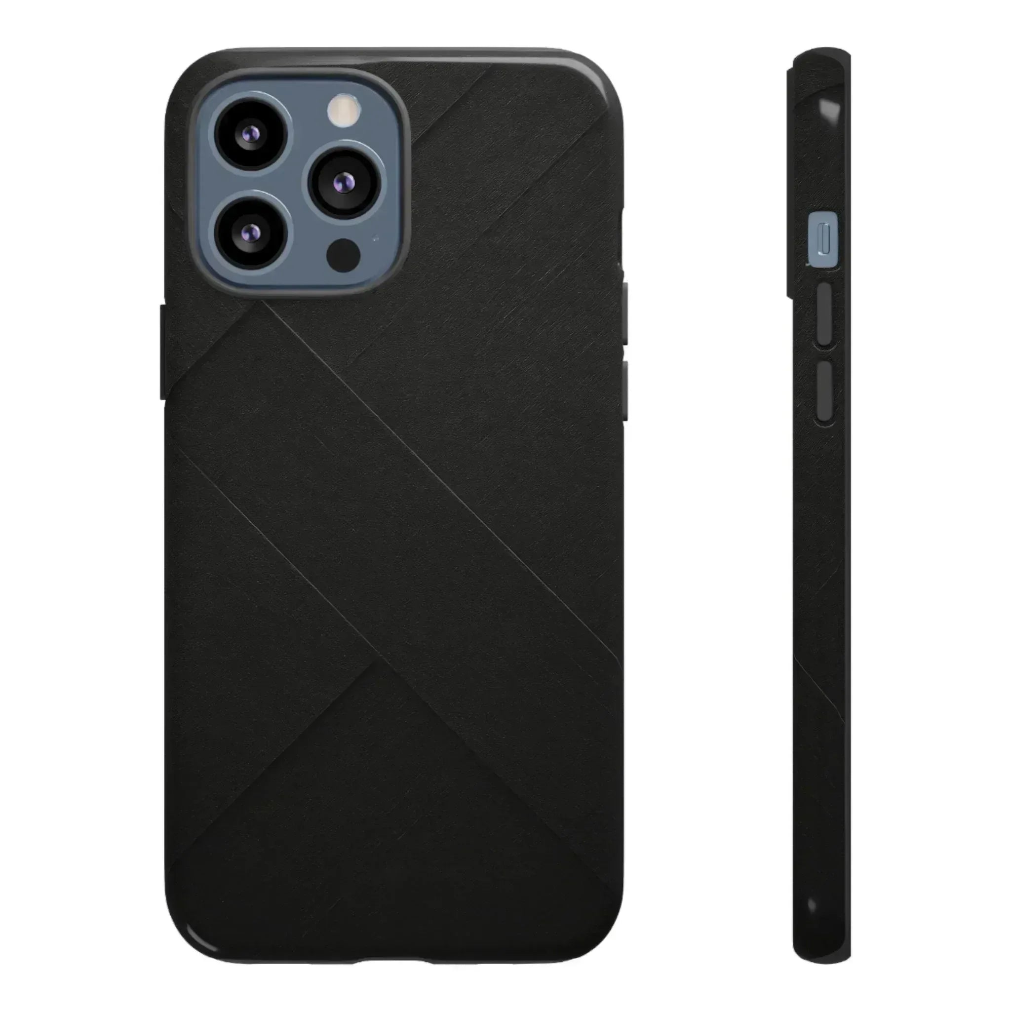 Matte Black Diagonal Line Phone Case for iPhone 8-16 and Galaxy S10-S25 - KARARMDESIGN