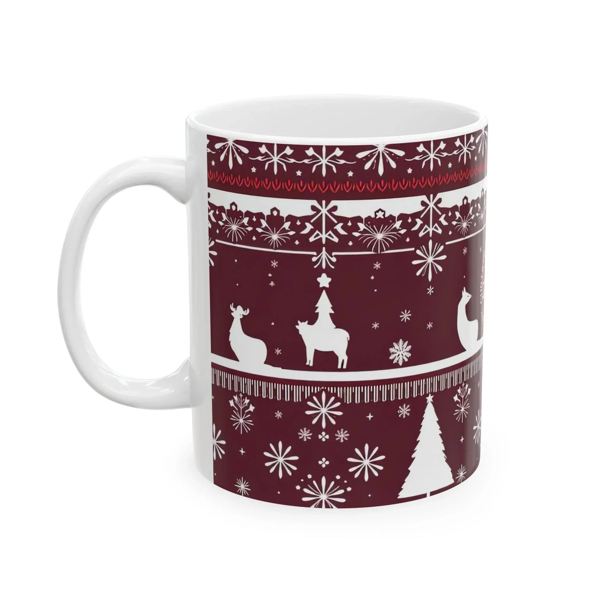 Festive Maroon Mug - Ceramic Mug, (11oz, 15oz) - KARARMDESIGN