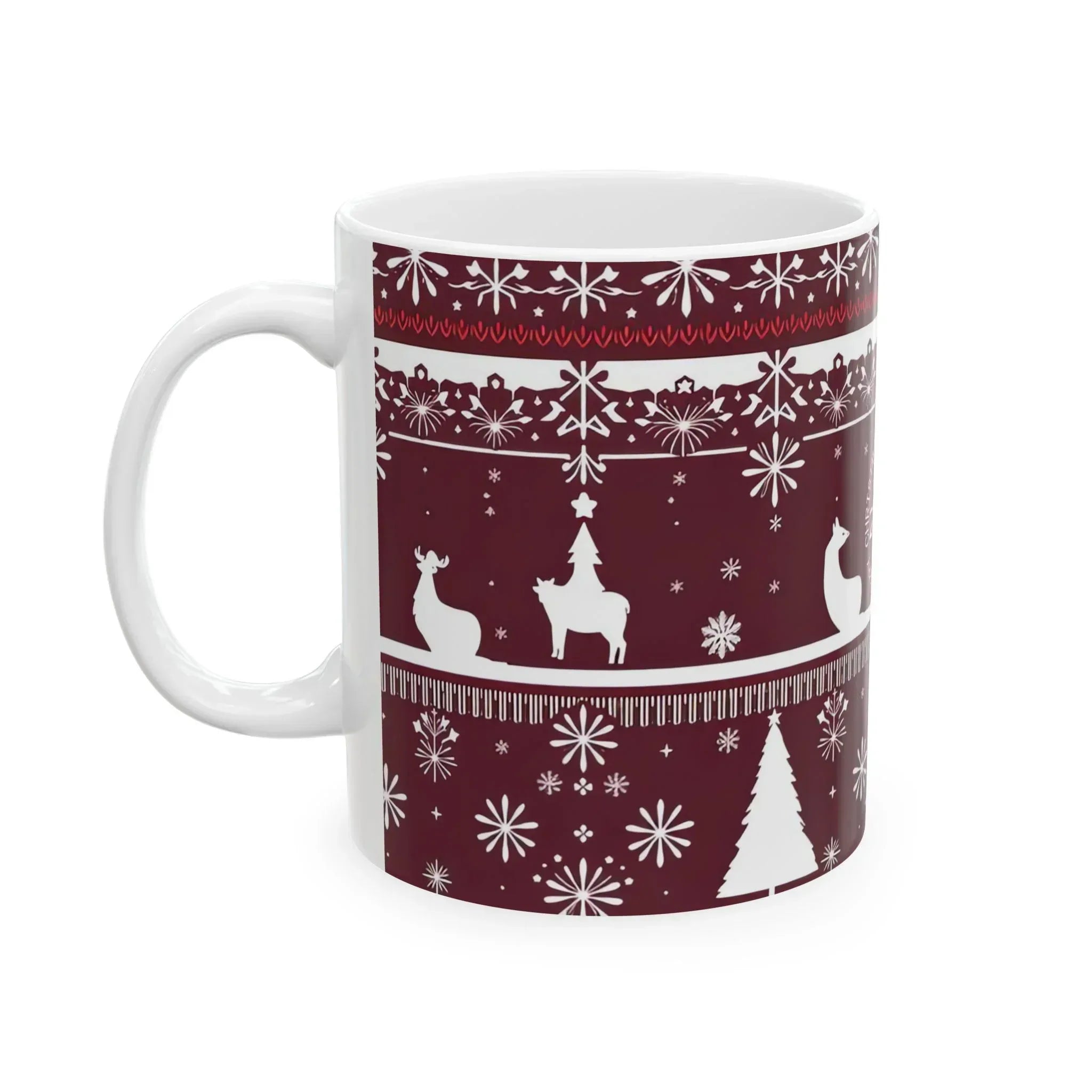 Festive Maroon Mug - Ceramic Mug, (11oz, 15oz) - KARARMDESIGN