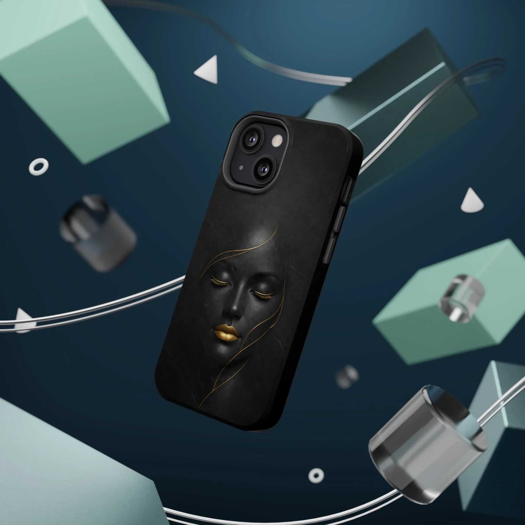 Black Gold Face Phone Case for iPhone 13-17 - KARARMDESIGN