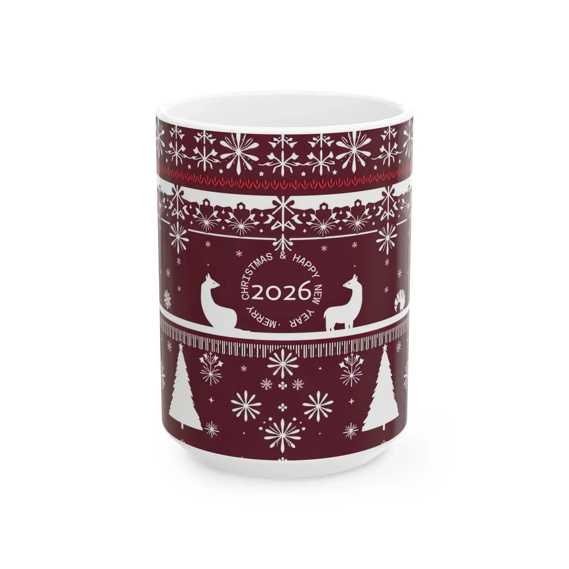 Festive Maroon Mug - Ceramic Mug, (11oz, 15oz) - KARARMDESIGN