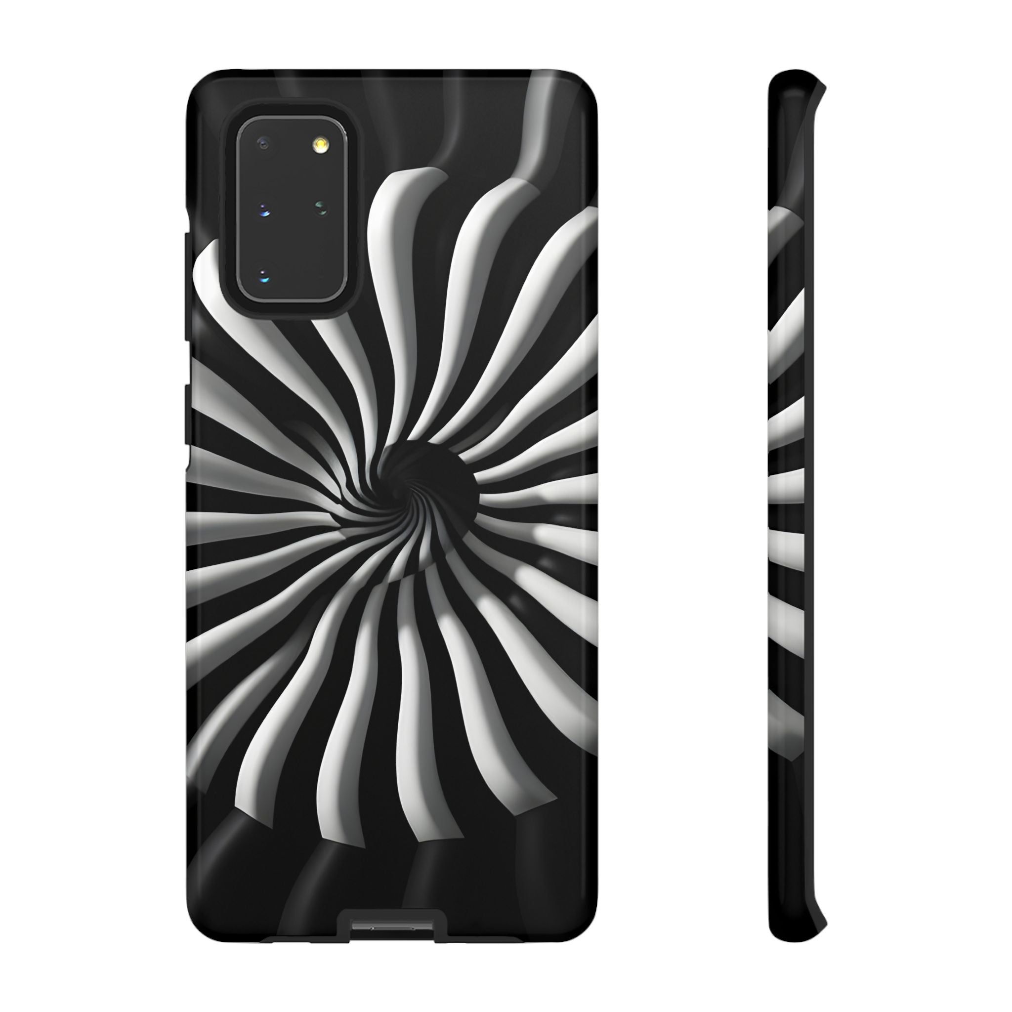 Hypnotic Black and White Spiral Phone Case – Optical Illusion Design for iPhone & Galaxy