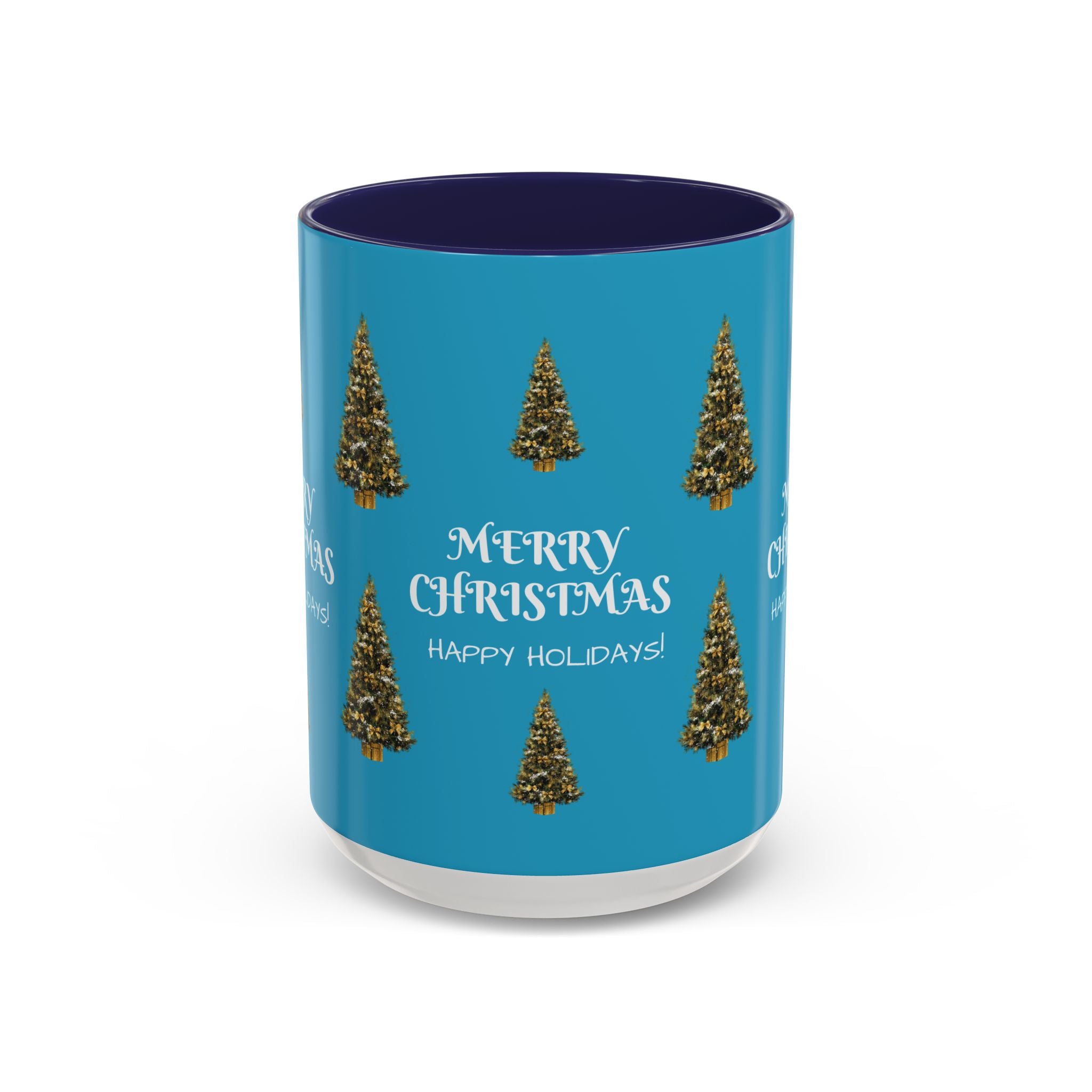 Merry Christmas and Happy Holidays Mug - Accent Coffee Mug (11, 15oz)