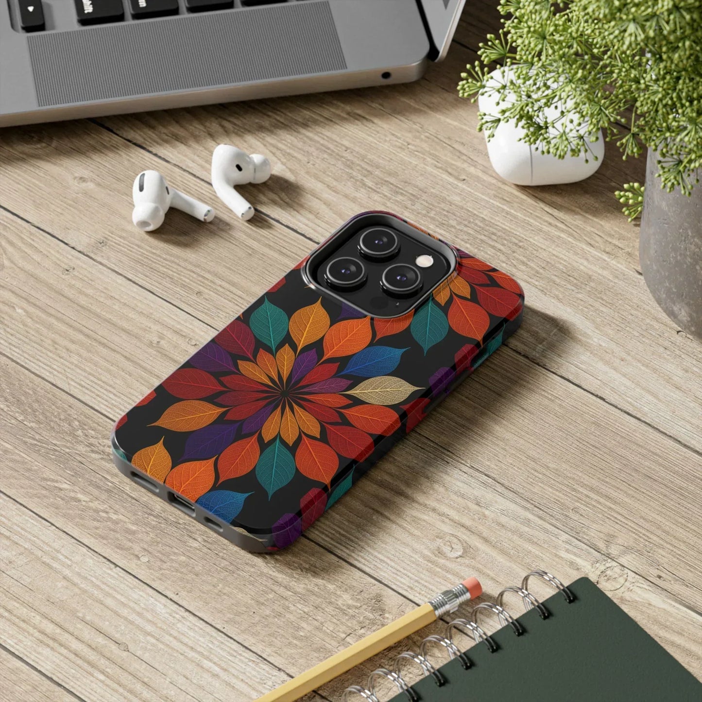 Leaf Mandala Phone Case for iPhone 7-16 and Samsung Galaxy S21-S24 Models - KarArmDesign