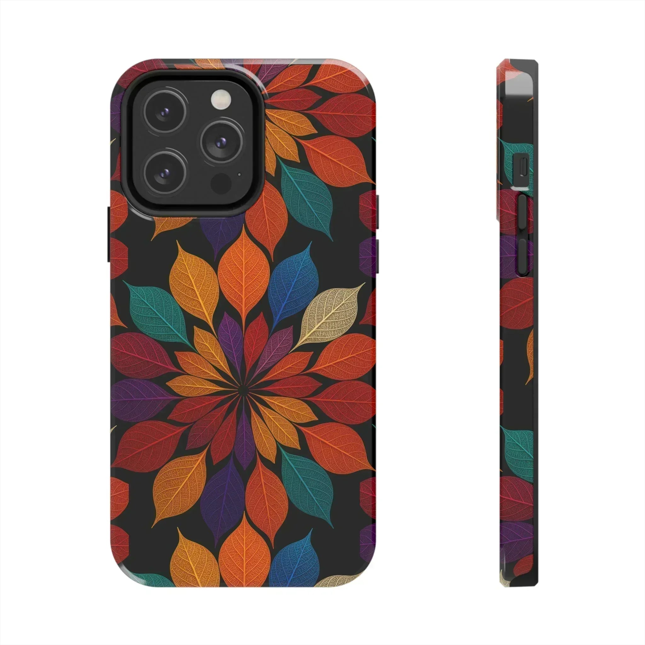 Leaf Mandala Phone Case for iPhone 11-16 and Galaxy S21-S24 - KARARMDESIGN