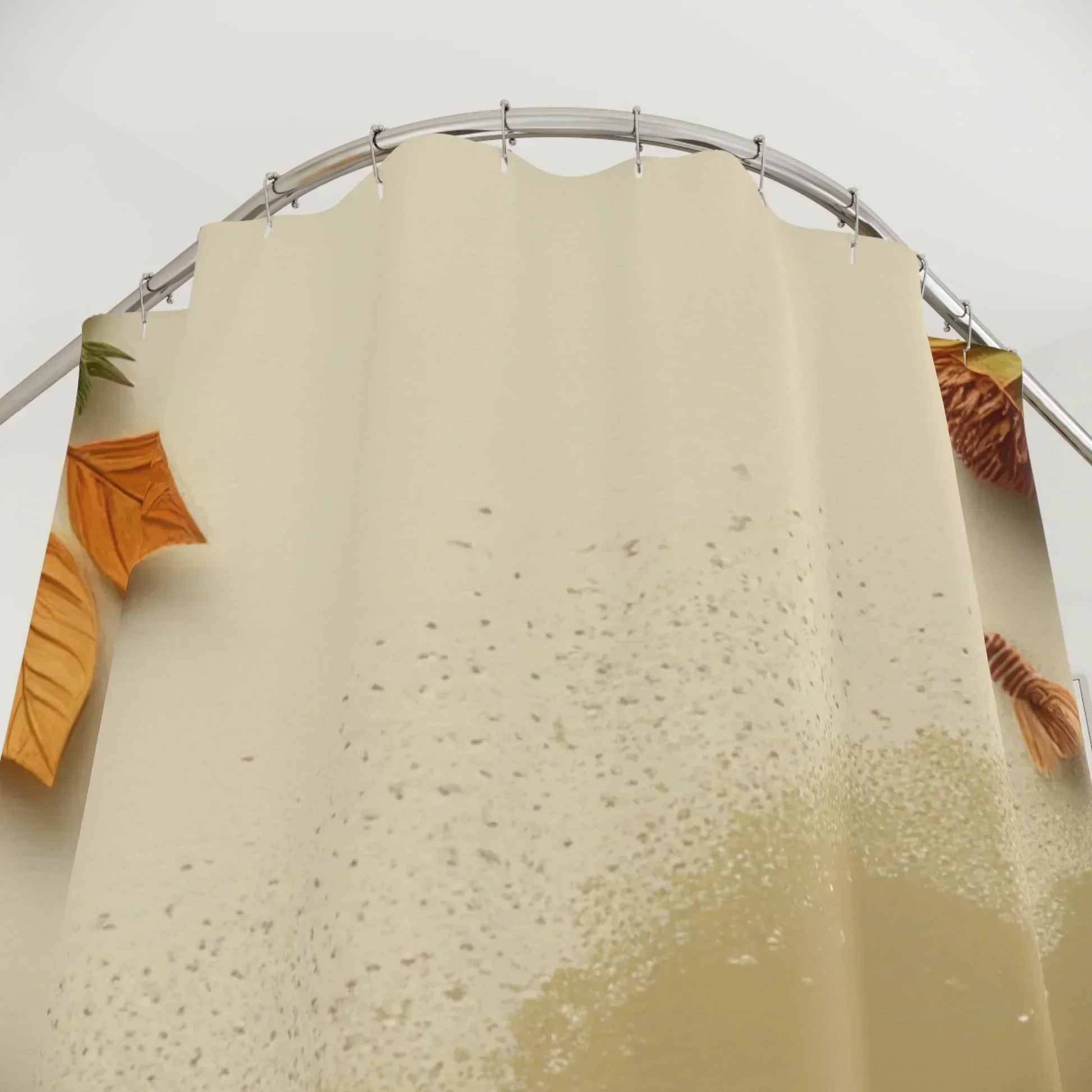 Autumn Leaves & Floral Border Waterproof Fabric Shower Curtain - KarArmDesign