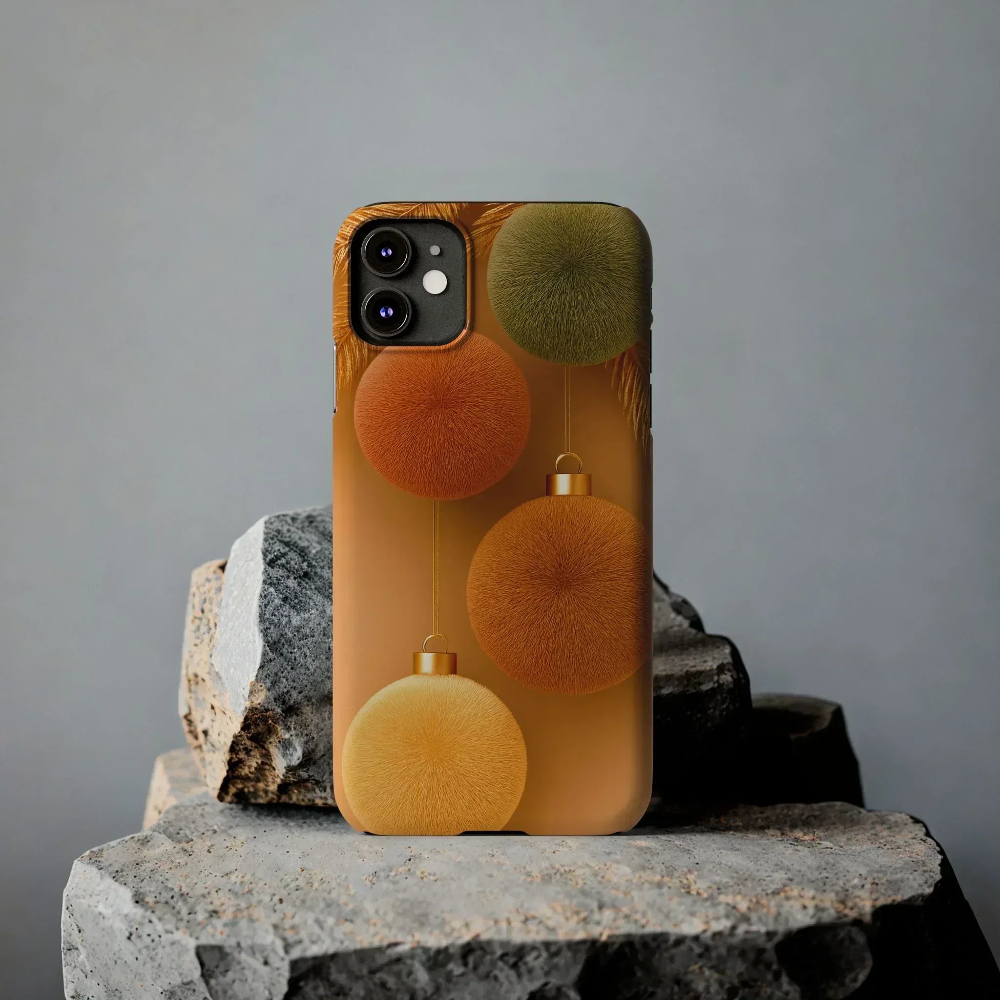 Golden Fuzz Ornaments Phone Case for iPhone 11-17 - KARARMDESIGN