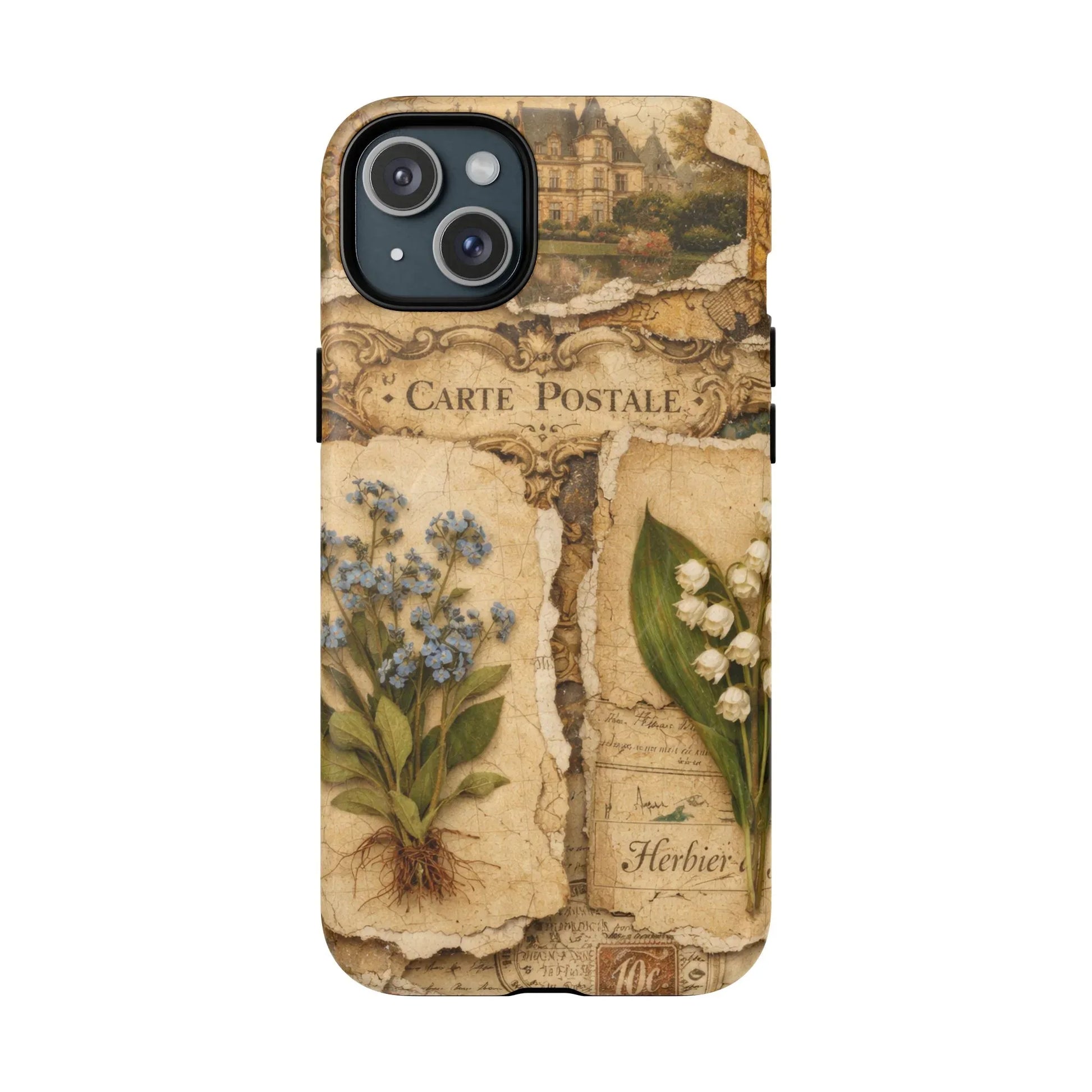 Vintage Botanical Postcard Phone Case for iPhone 13-17 - KARARMDESIGN