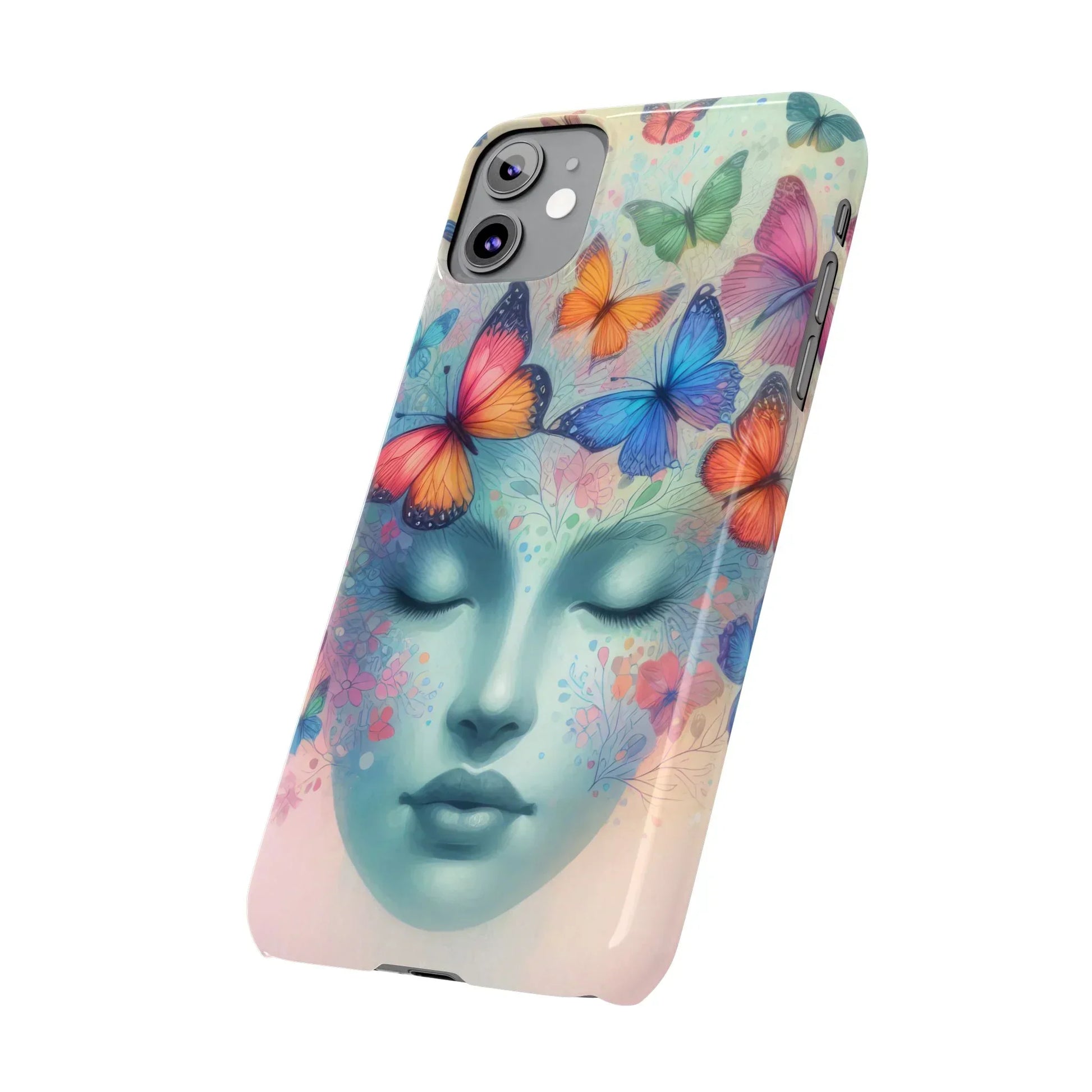 Butterfly Bloom Dreamy Woman with Closed Eyes Tough Phone Case for iPhone - KarArmDesign
