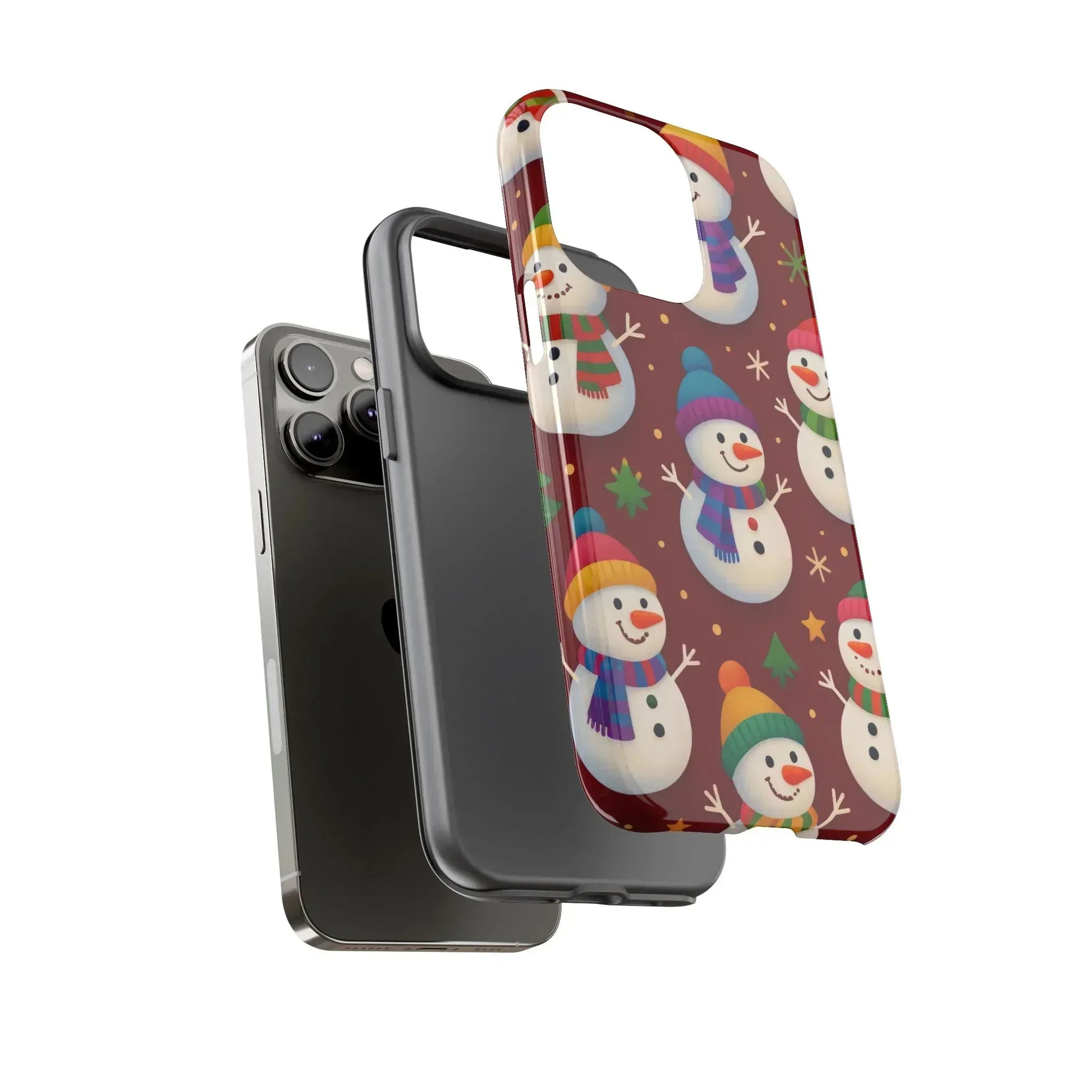 Festive Snowmen Parade Phone Case for iPhone 11–17 and Galaxy S10–S25 - KARARMDESIGN