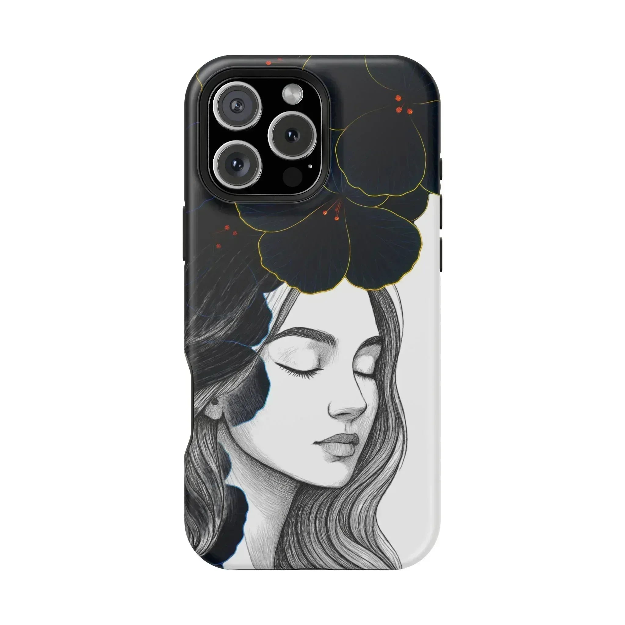 Dark Floral Elegance Phone Case for iPhone 13-16 - KARARMDESIGN