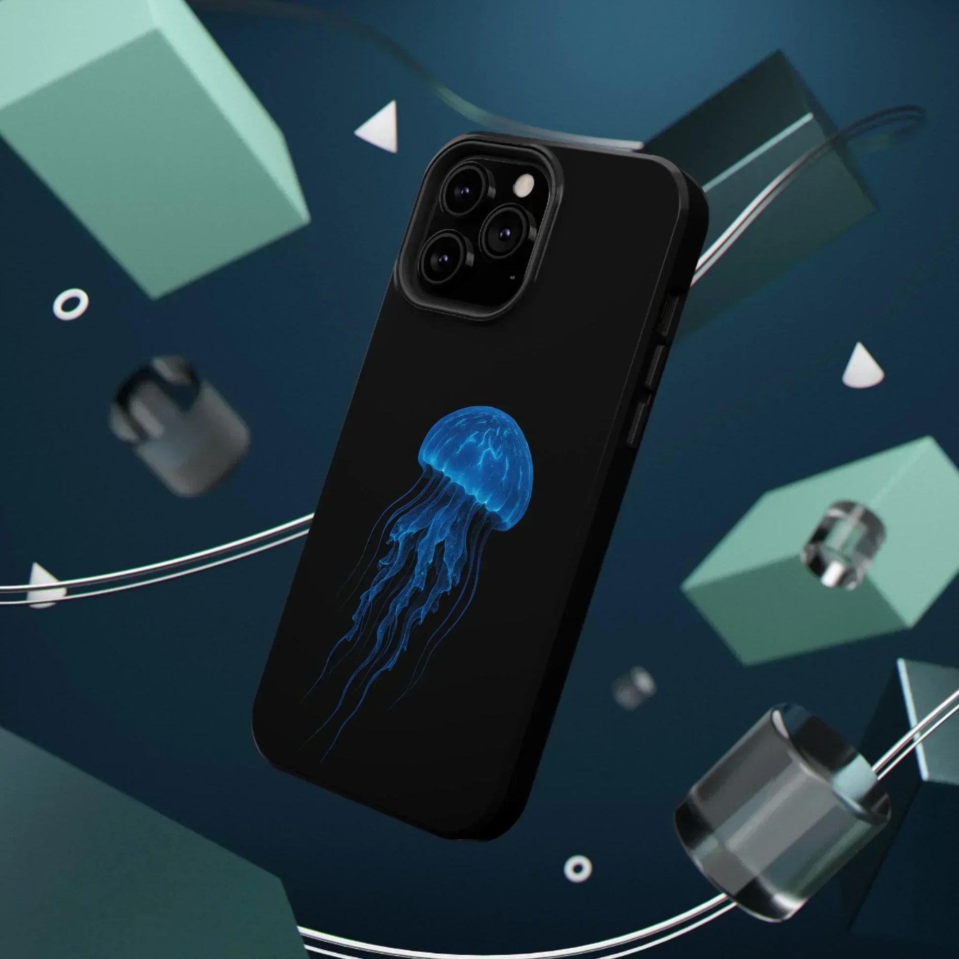 Blue Jellyfish Phone Case for iPhone 12-16 and Samsung Galaxy S21-S22 Models - KarArmDesign