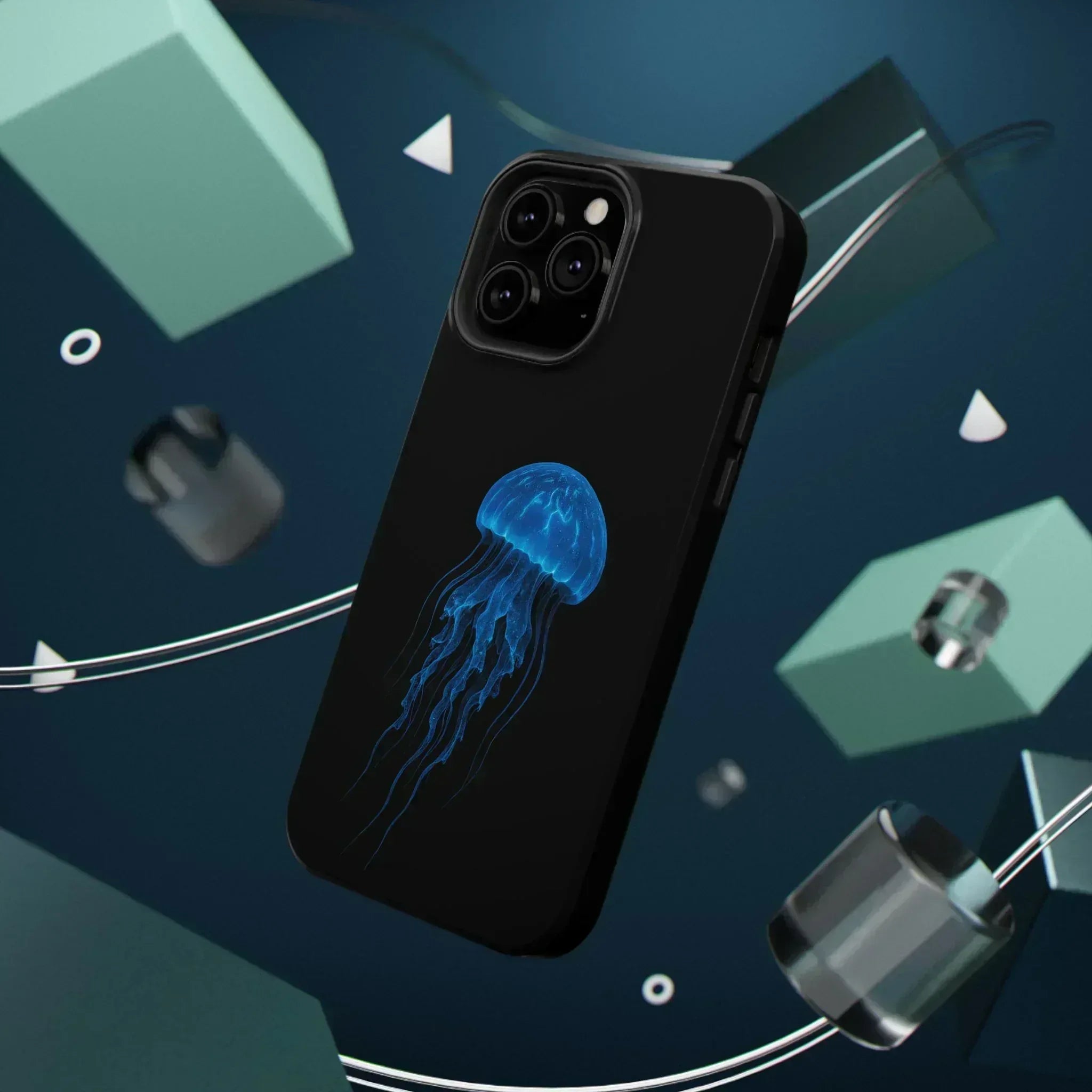 Blue Jellyfish Phone Case for iPhone 12-16 and Galaxy S21-S22 - KARARMDESIGN