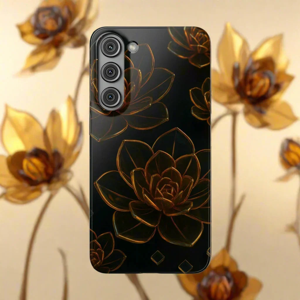Glass Flower Phone Case for iPhone 7-16 and Galaxy S10-S24 Models