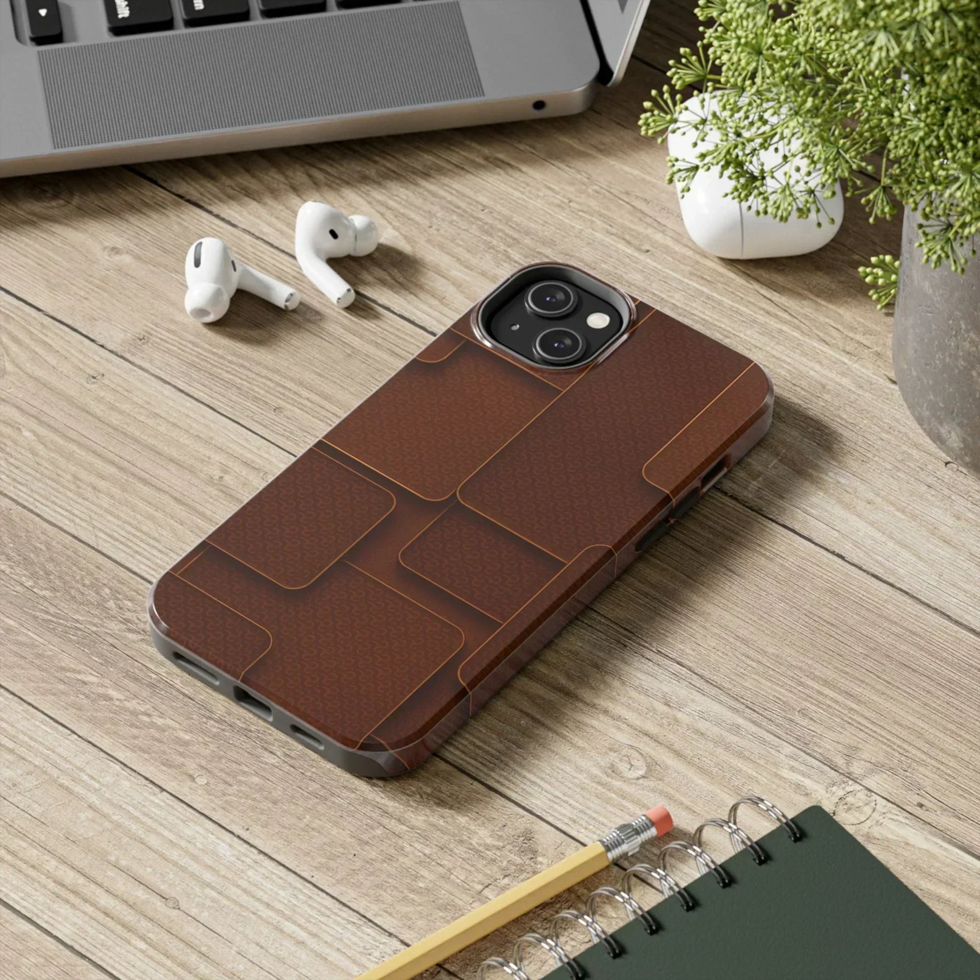 Textured Brown Phone Case for iPhone 7-16 and Samsung Galaxy S21-S24 Models - KarArmDesign
