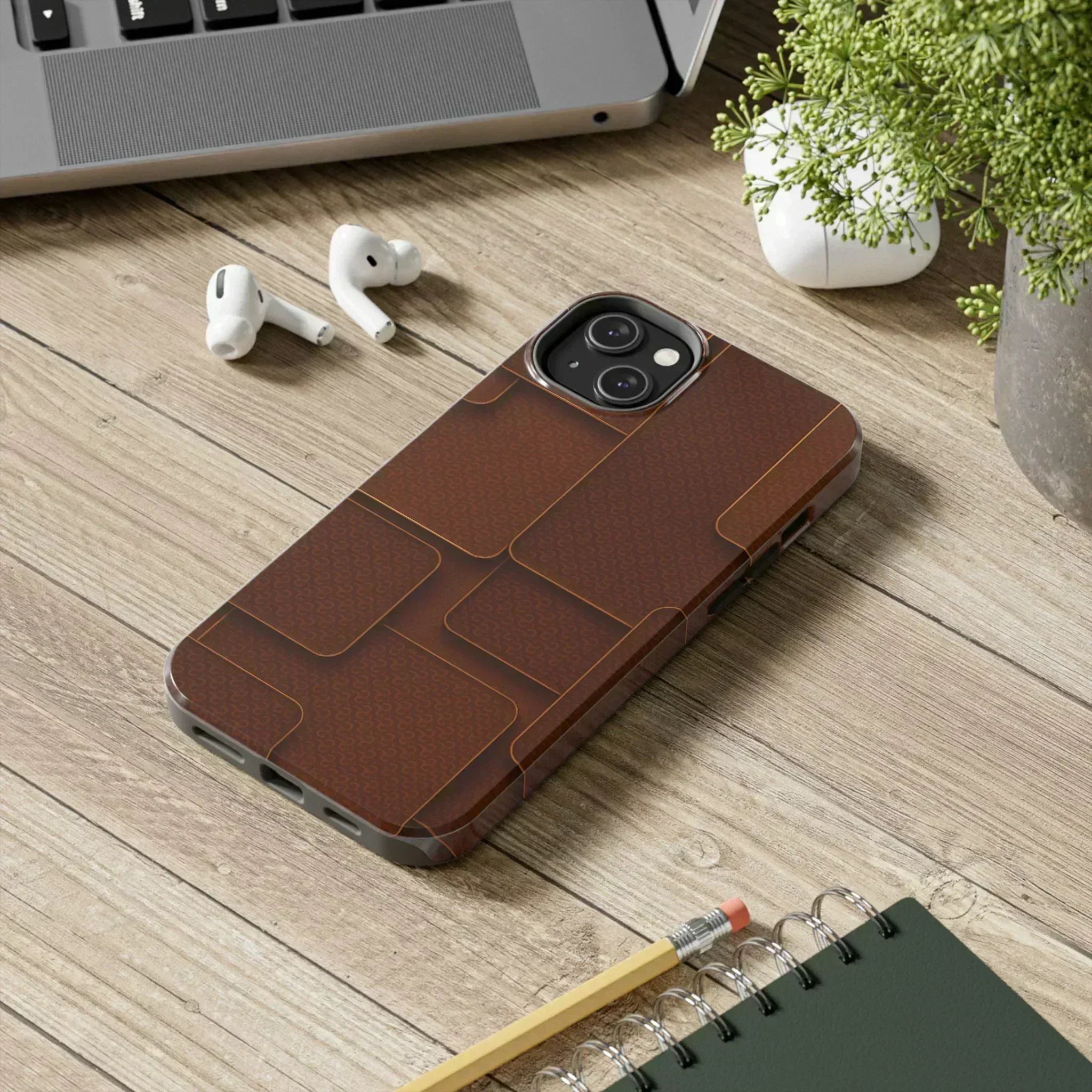 Textured Brown Phone Case for iPhone 7-16 and Samsung Galaxy S21-S24 - KARARMDESIGN