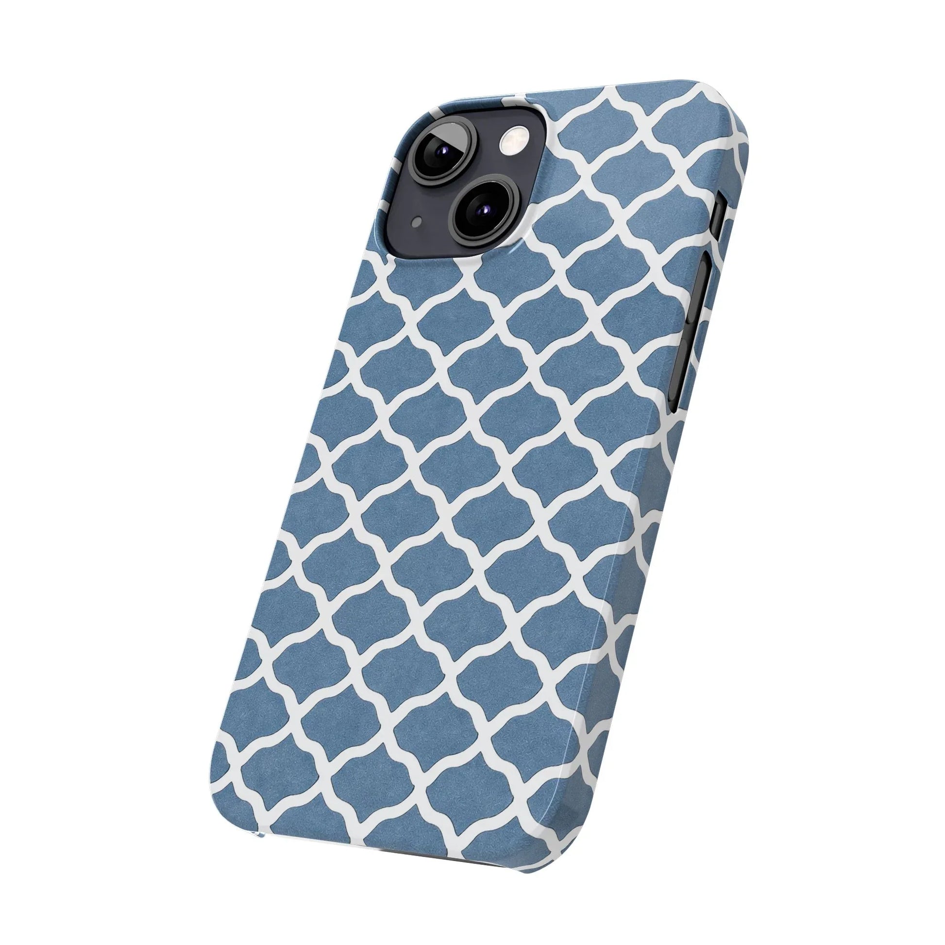 Azure Lattice Pattern Phone Case Slim Phone Cases for iPhone 11-17 - KARARMDESIGN