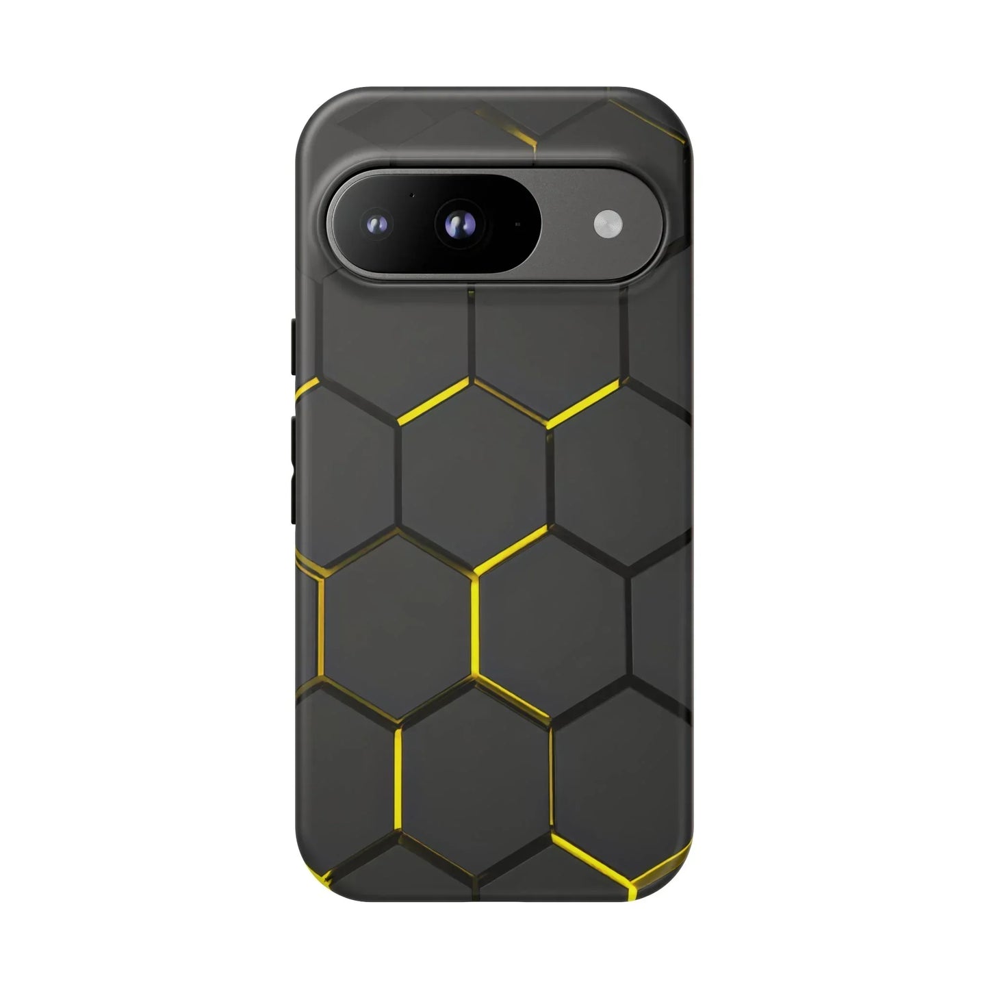 Black and Yellow Hexagon Geometric Tough Phone Case for Galaxy and Pixel - KarArmDesign
