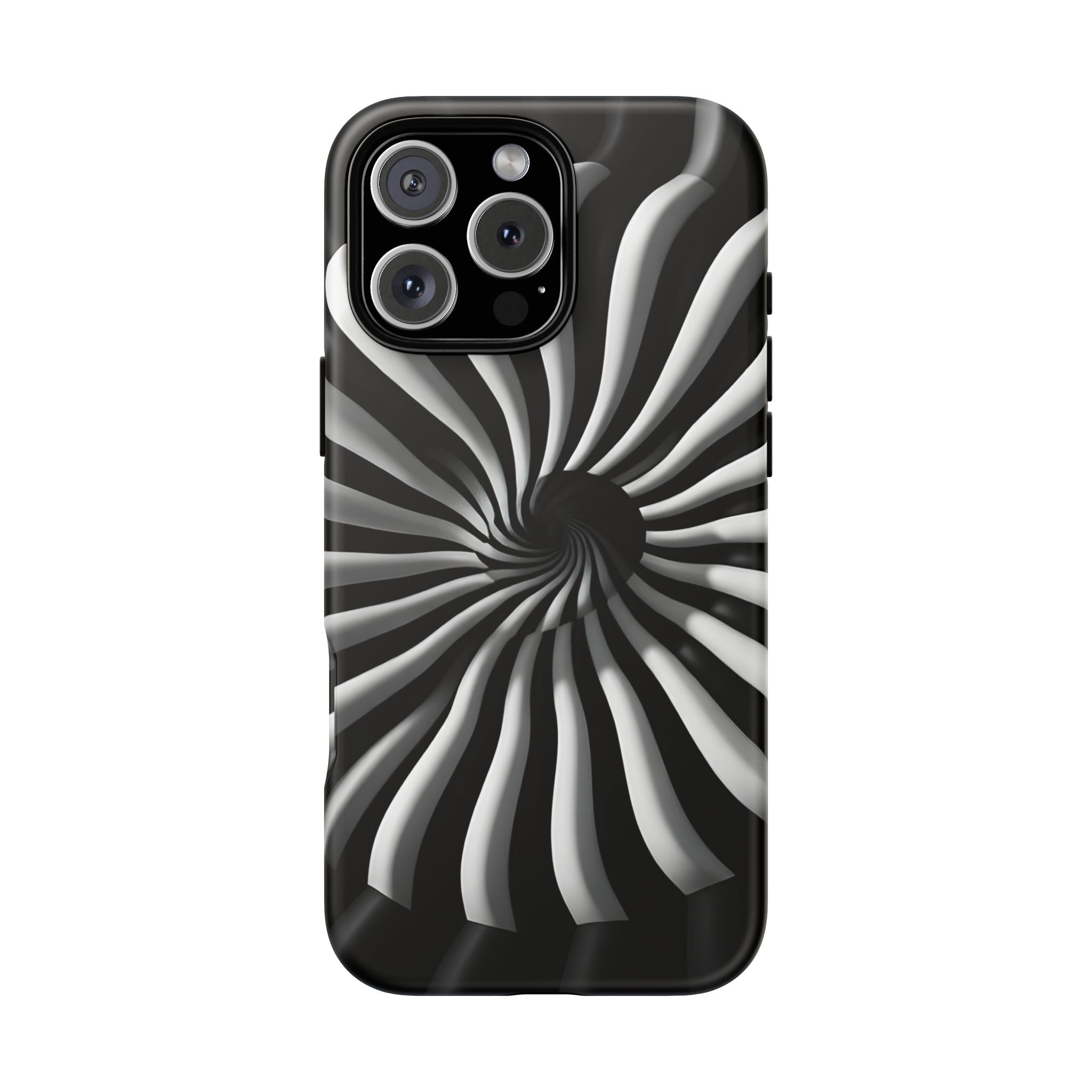 Hypnotic Black and White Spiral Phone Case – Optical Illusion Design for iPhone & Galaxy