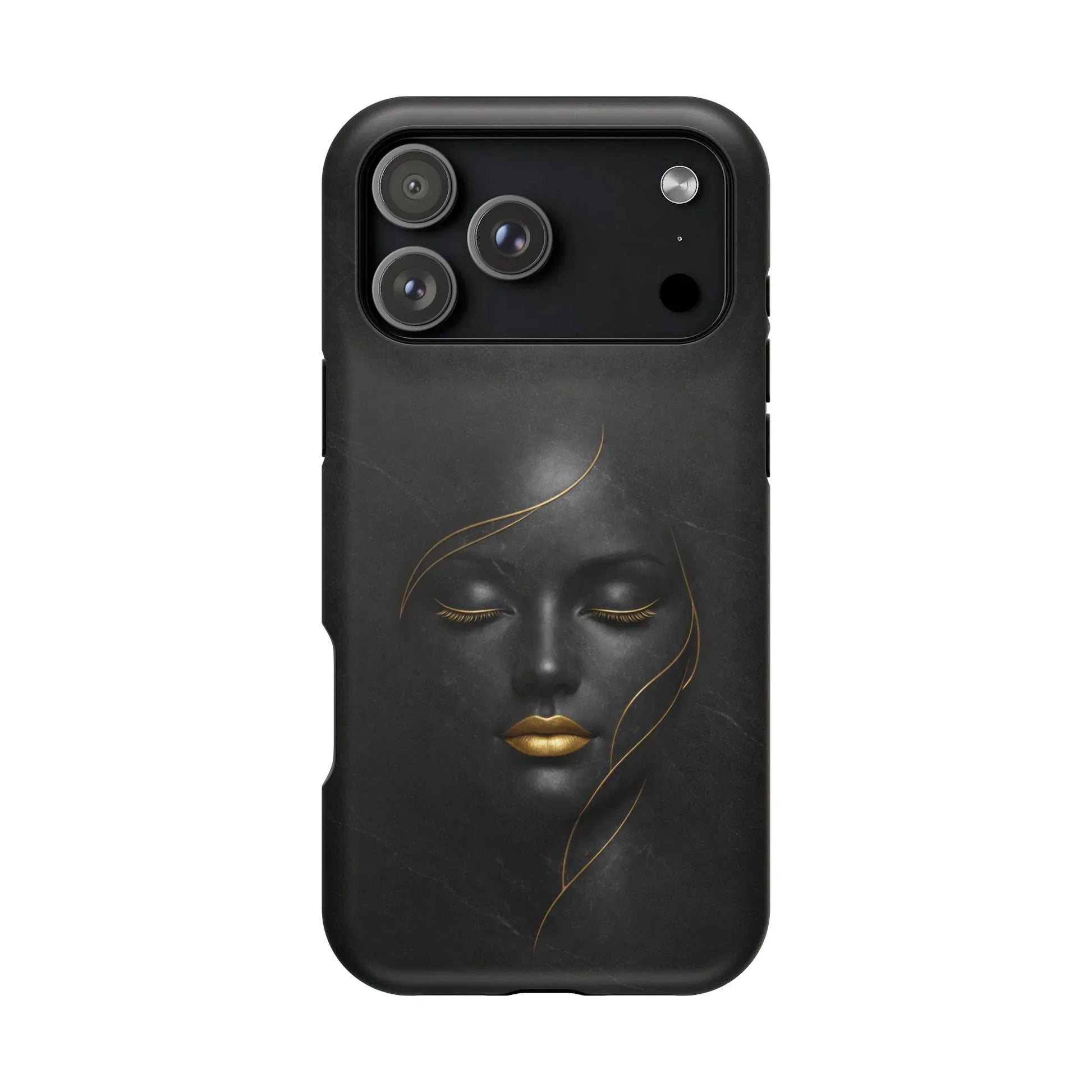 Black Gold Face Phone Case for iPhone 13-17 - KARARMDESIGN