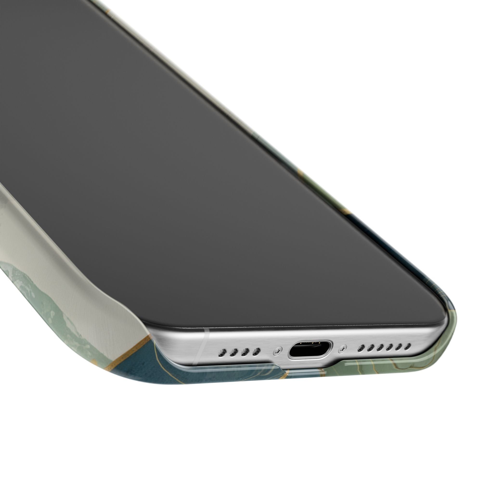 Abstract Teal Slim Phone Case for iPhone 15-16