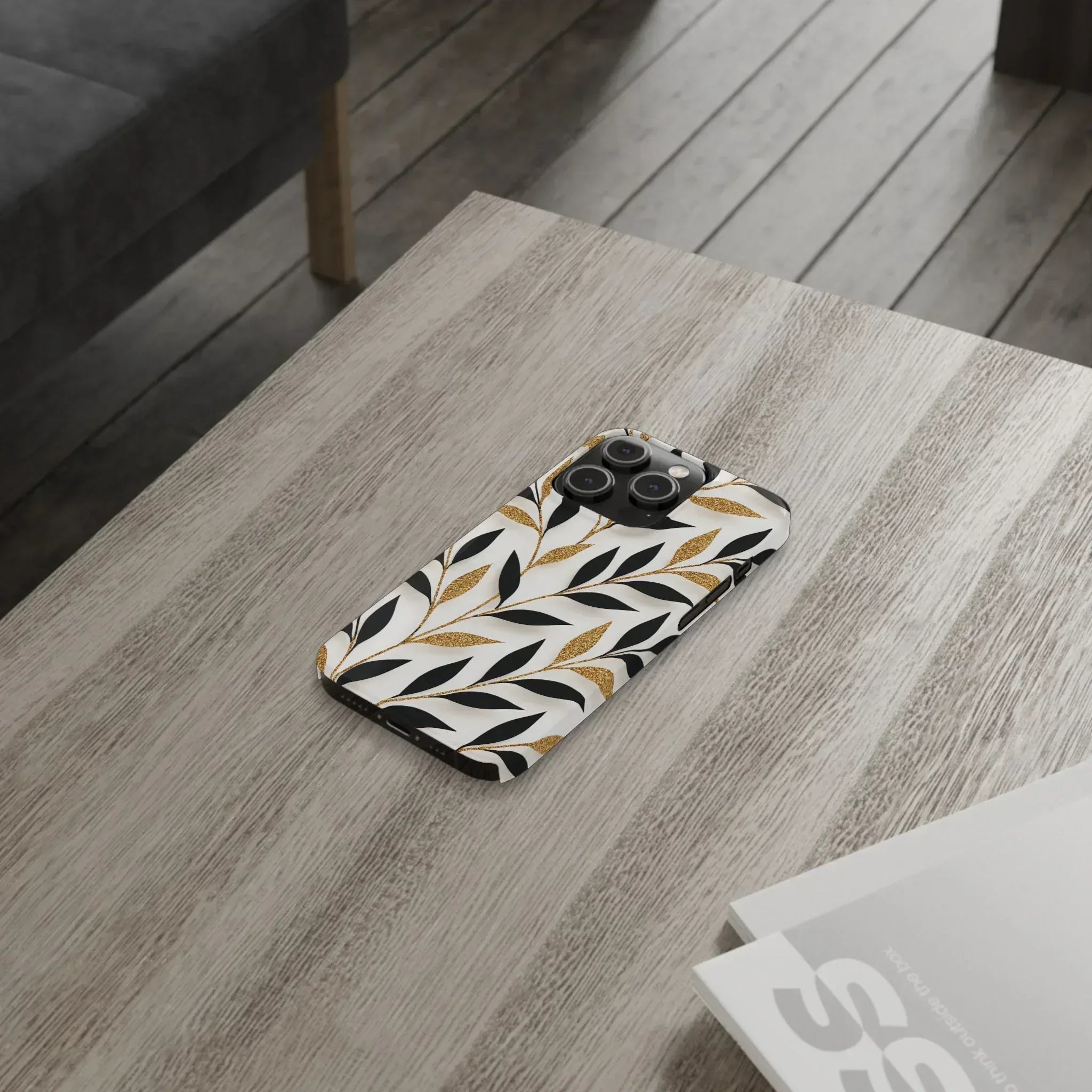 Botanical Gold Leaf Phone Case for iPhone 11-17 - KARARMDESIGN