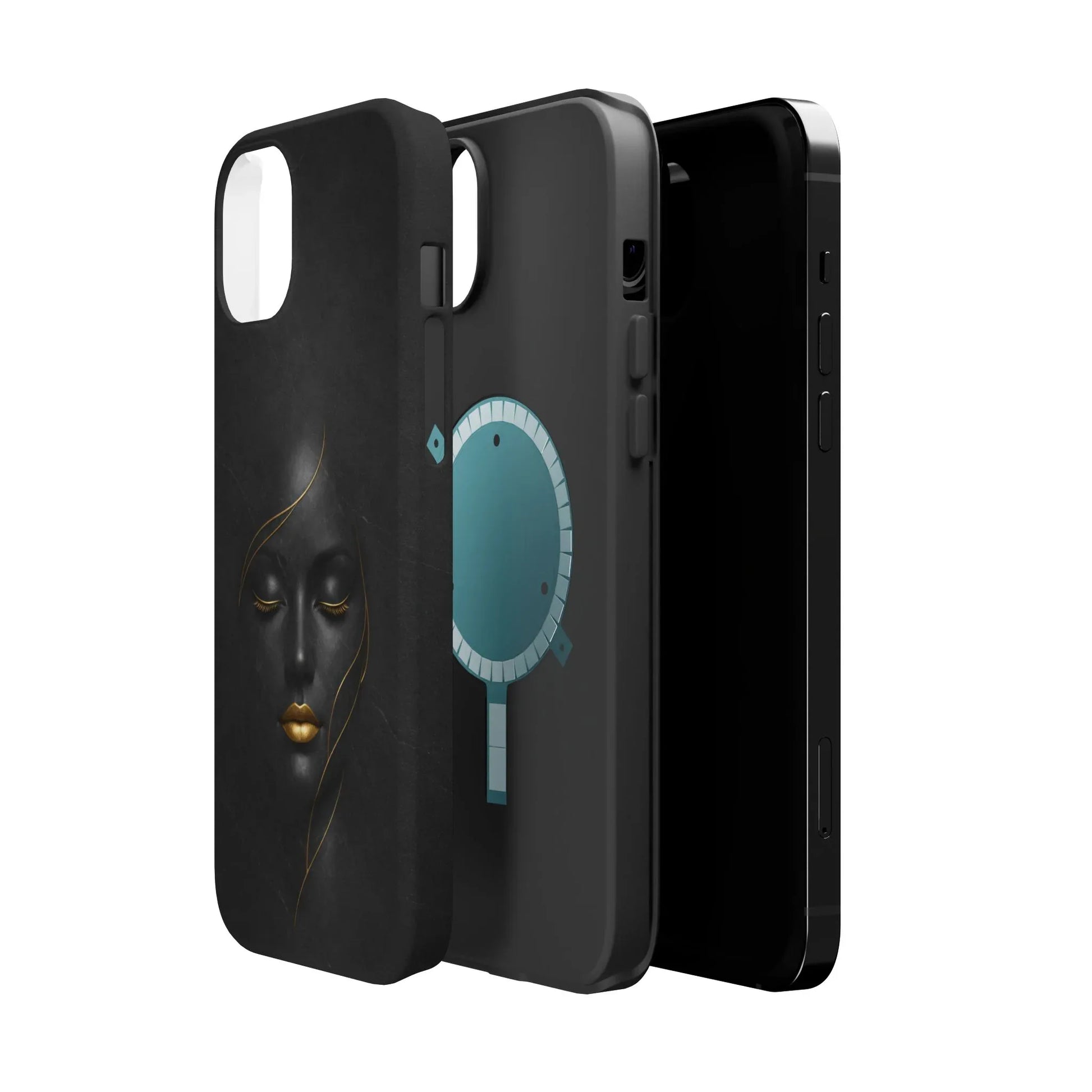 Black Gold Face Phone Case for iPhone 13-17 - KARARMDESIGN